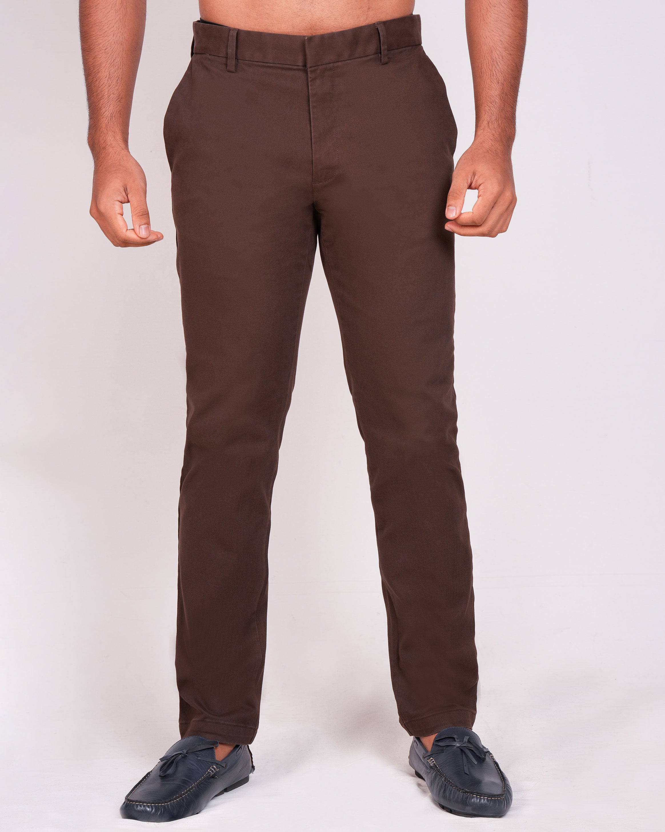 Emerald Chino Z Plain Slim Fit-Chocolate Truffel