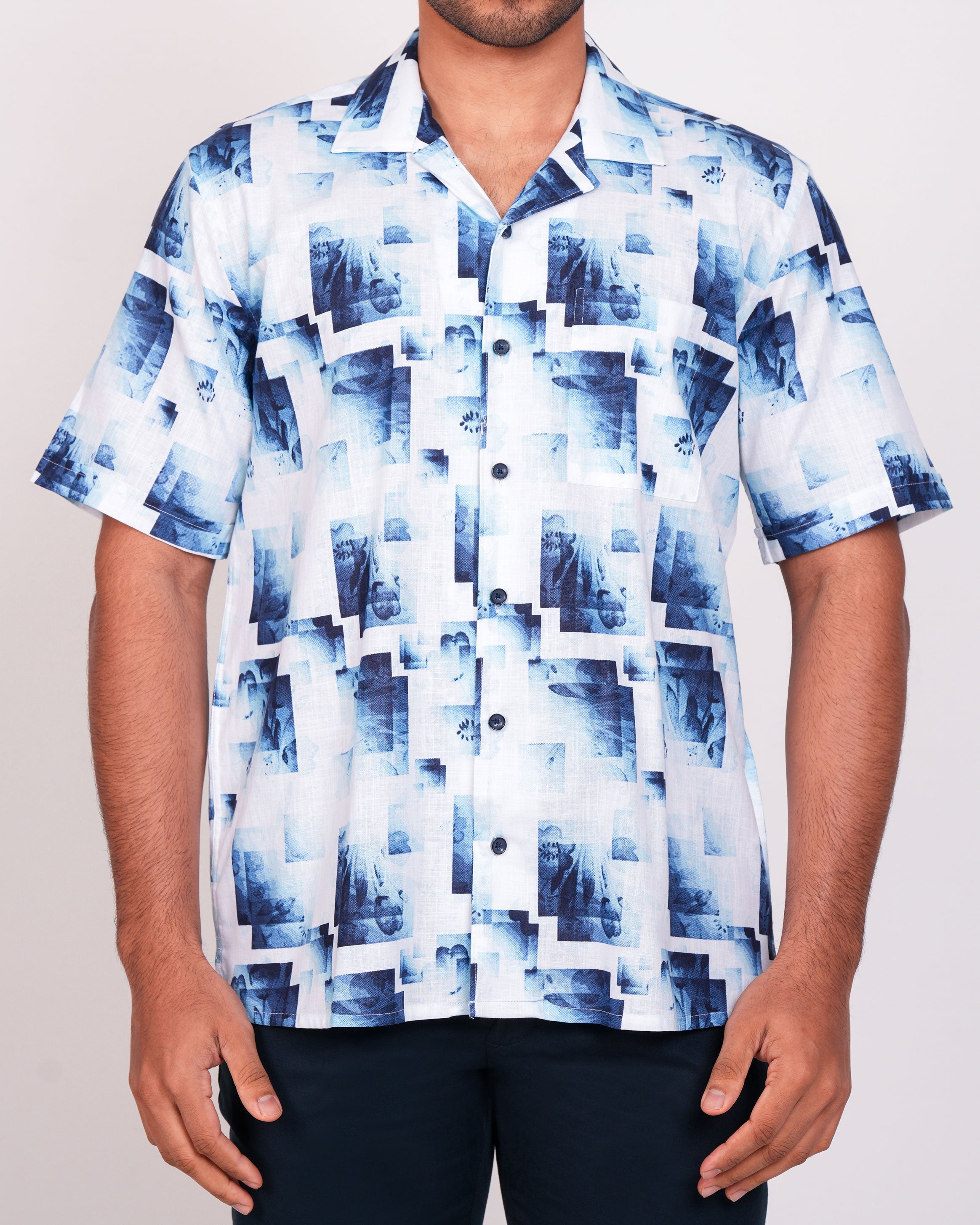Emerald Casual Printed Leisure Fit-Navy