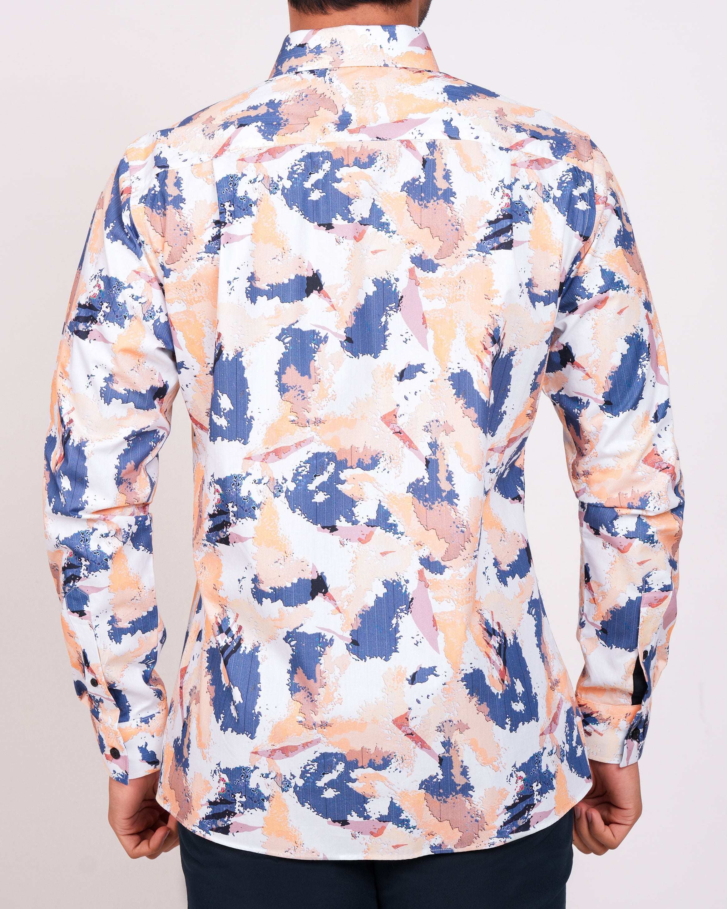 Emerald Casual Printed Slim Fit-Blue Ice