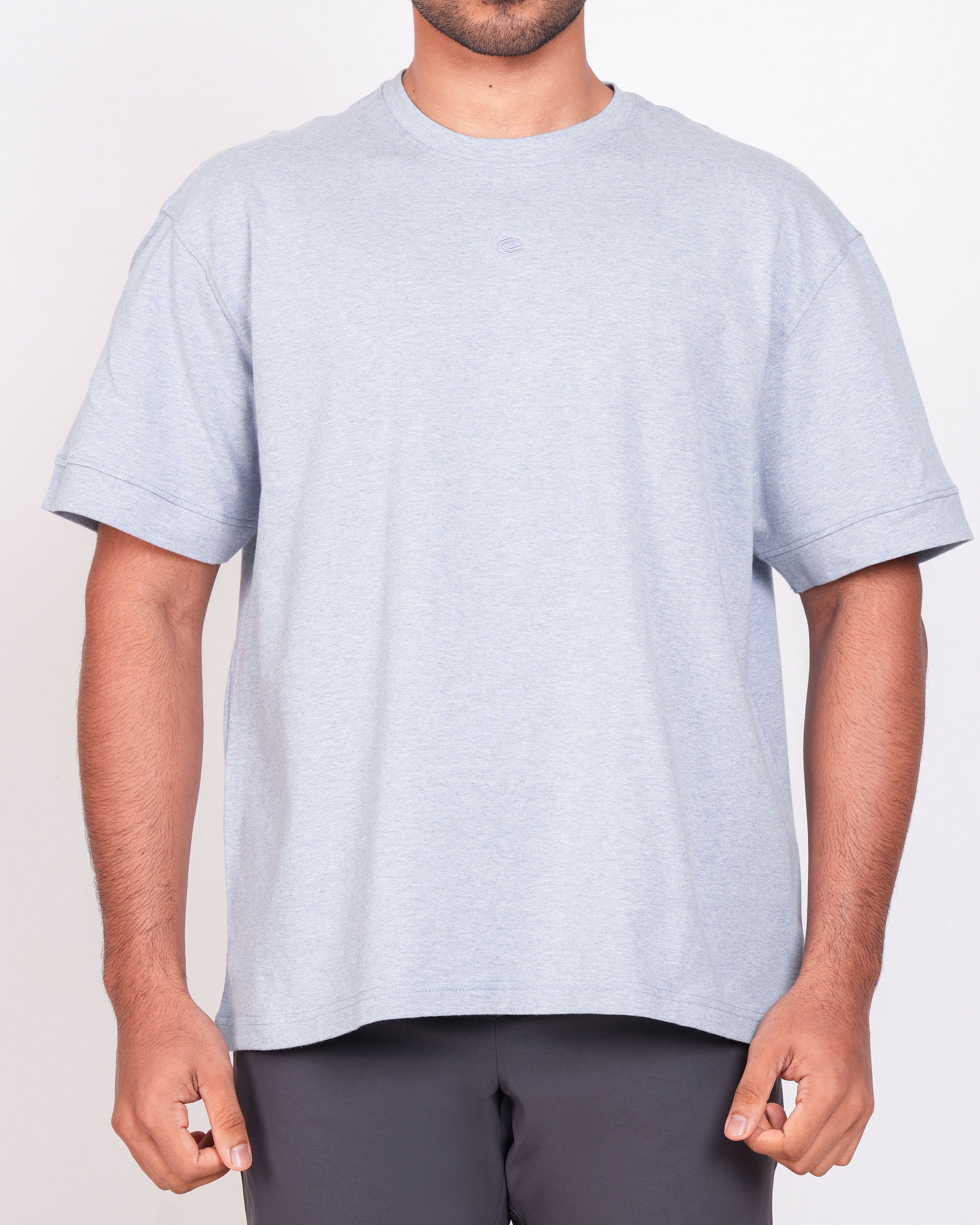 Emerald Oversized Crew Neck Tee-Cashmere Blue