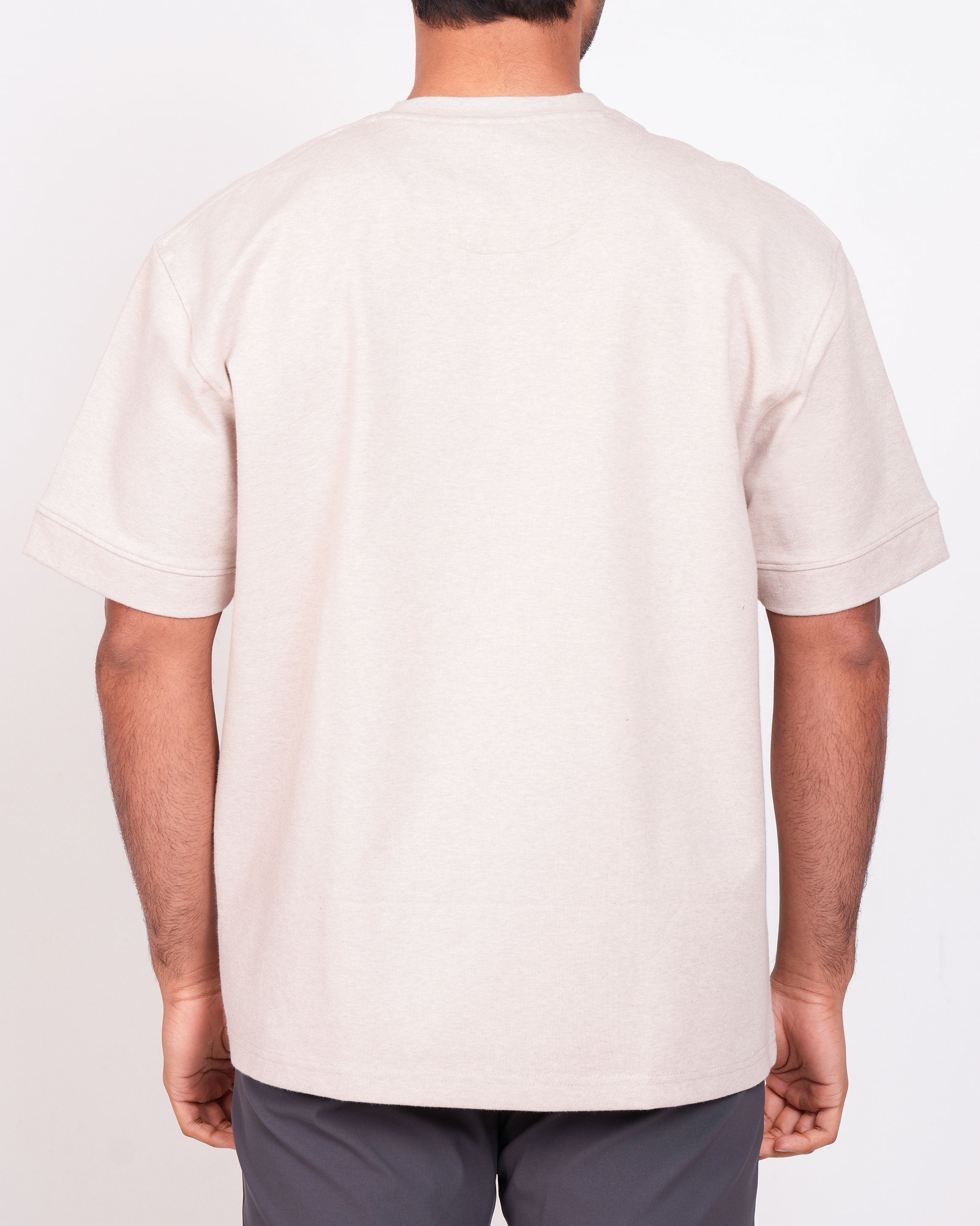 Emerald Oversized Crew Neck Tee-Creme Brulee