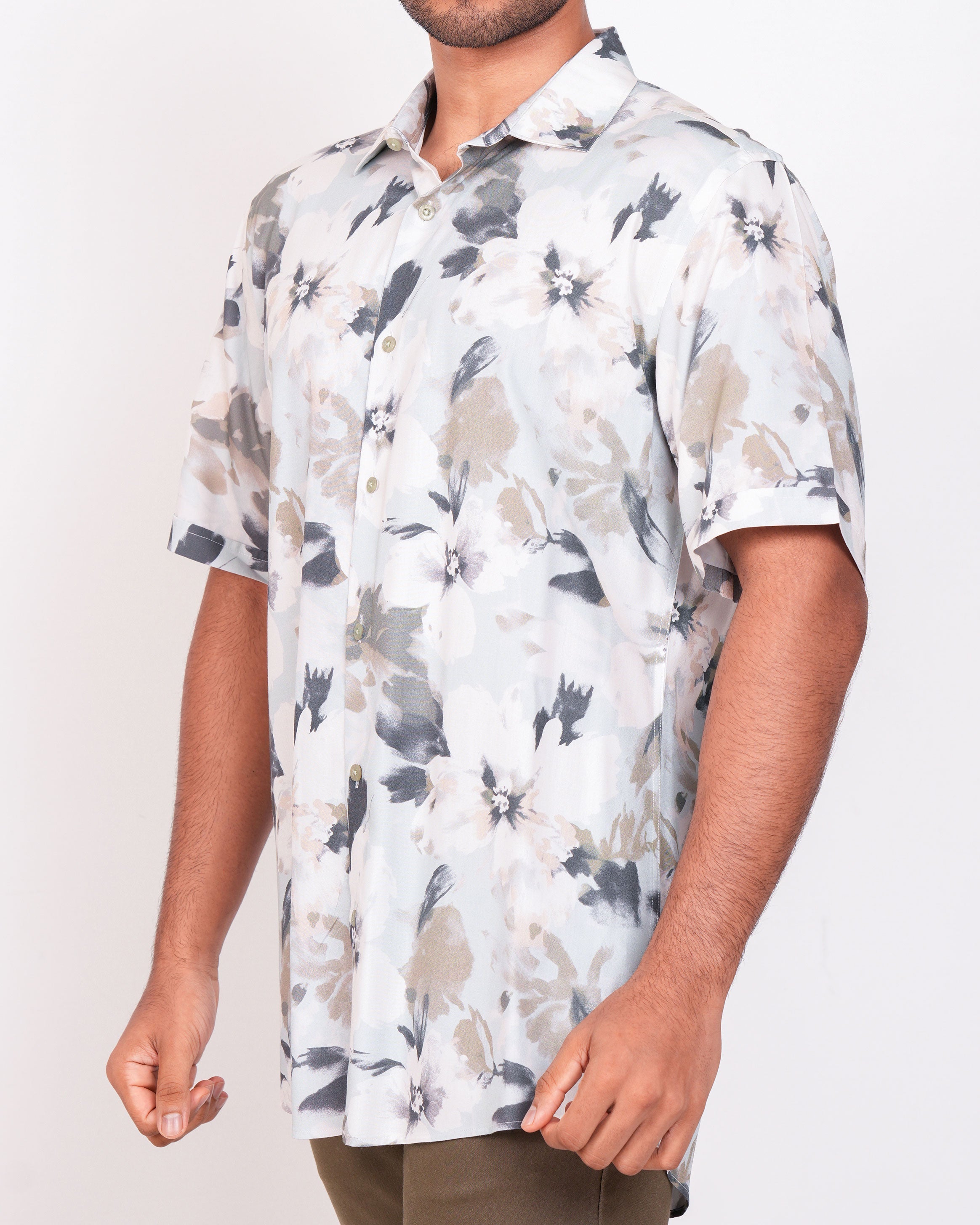 Emerald Casual Printed Slim Fit-Charcoal