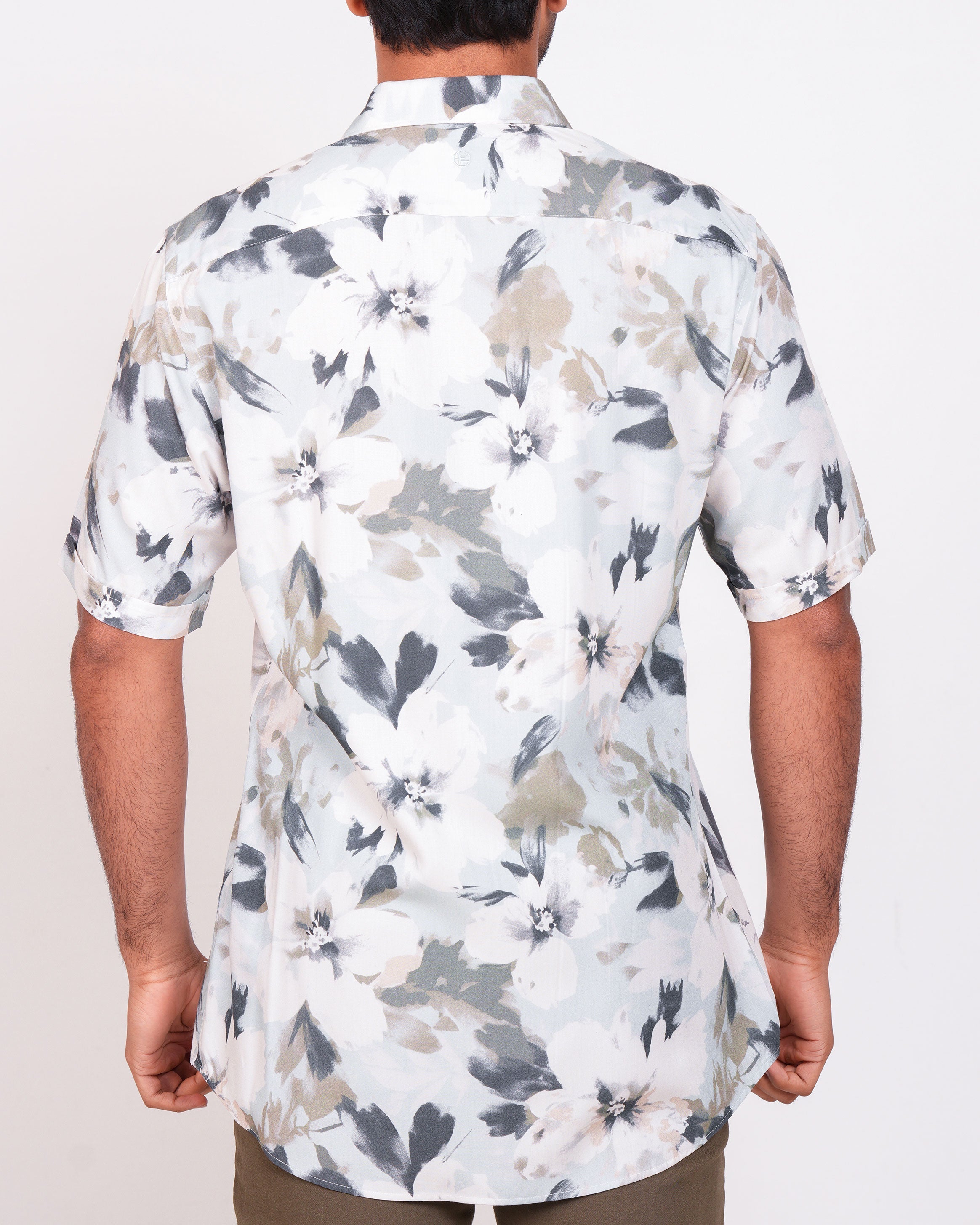 Emerald Casual Printed Slim Fit-Charcoal