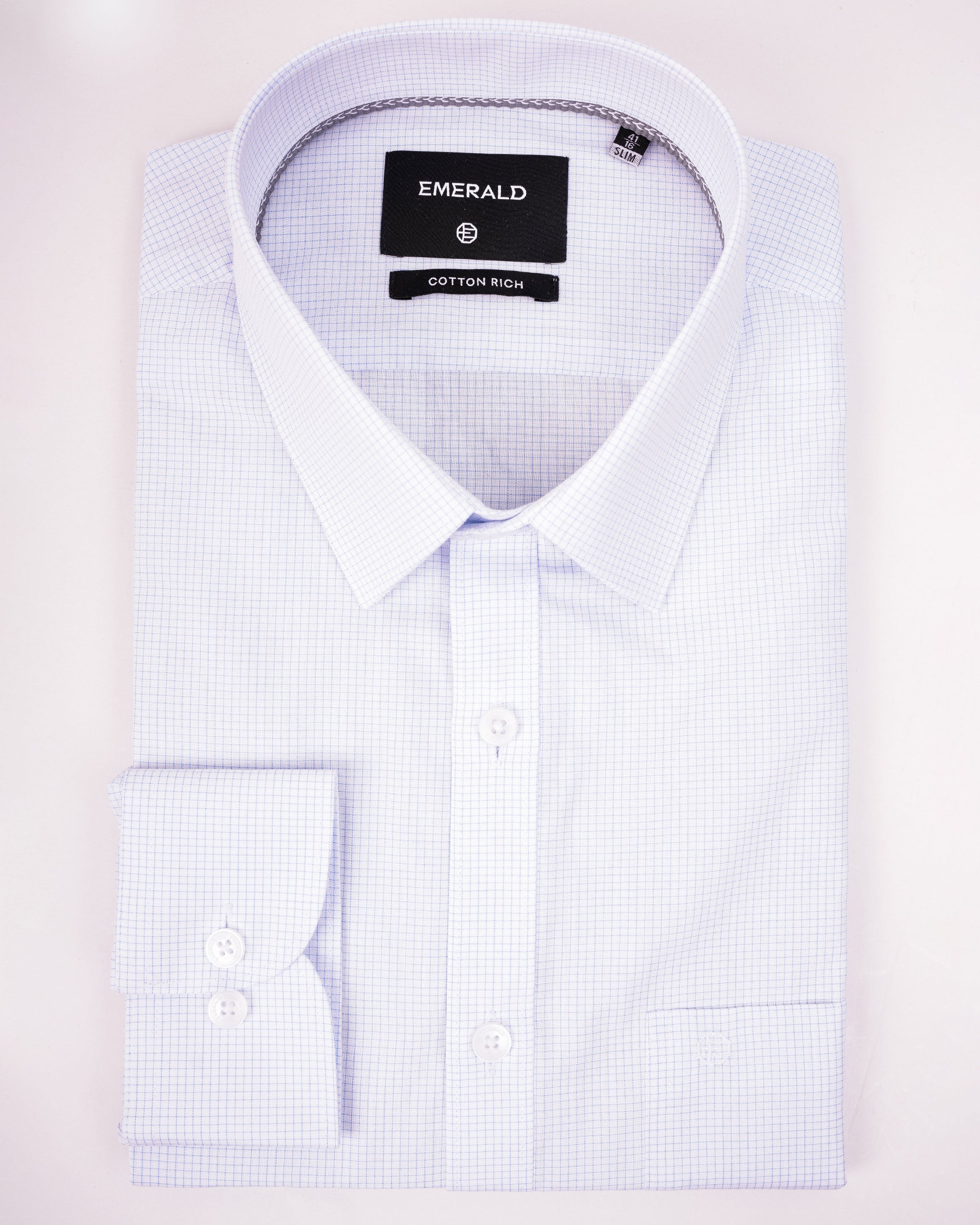 Emerald Corporate Checks Slim Fit - Baby Blue
