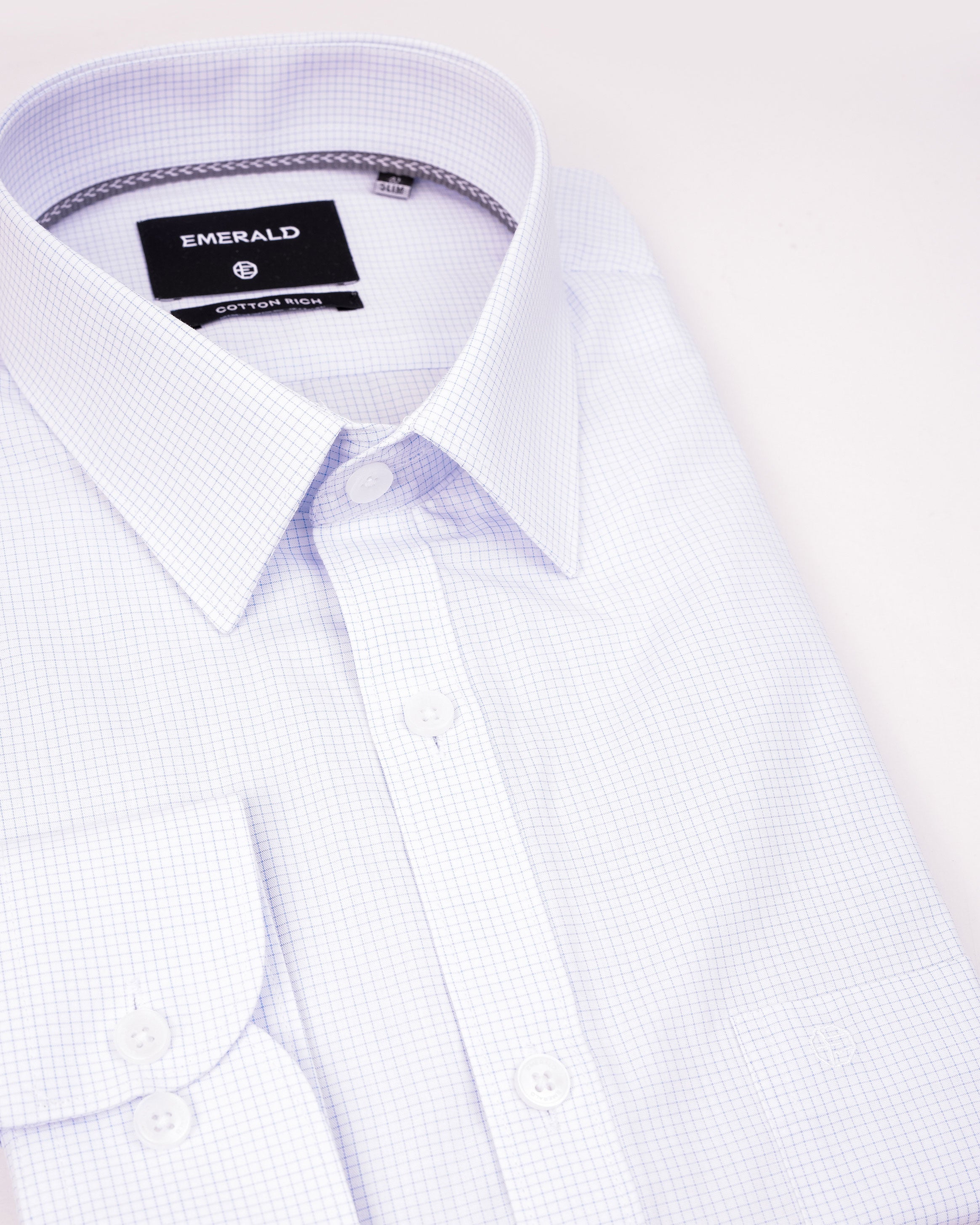 Emerald Corporate Checks Slim Fit - Baby Blue