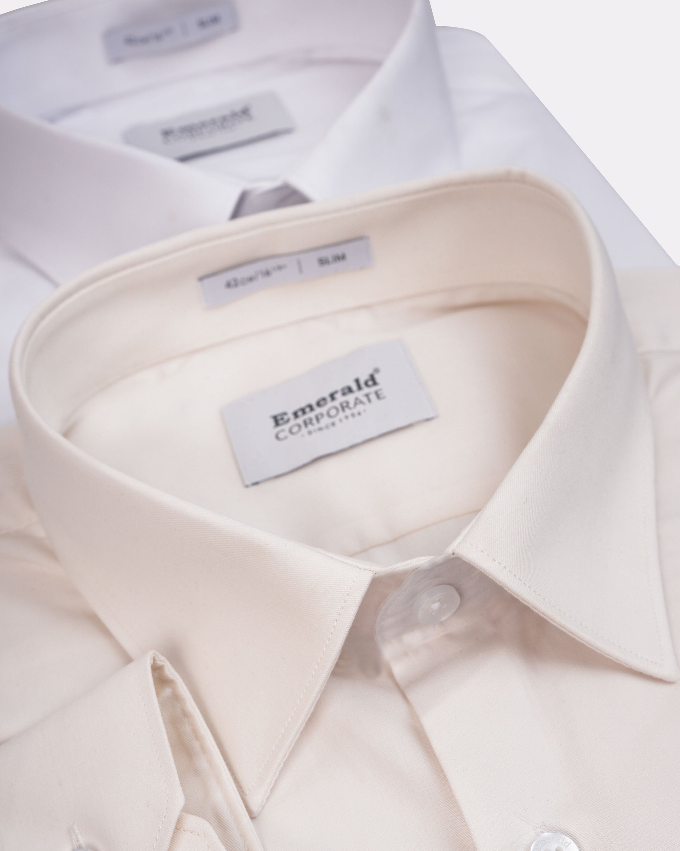 Emerald Corporate Twill Slim Fit-White/Vanilla (2 in 1 Pack)