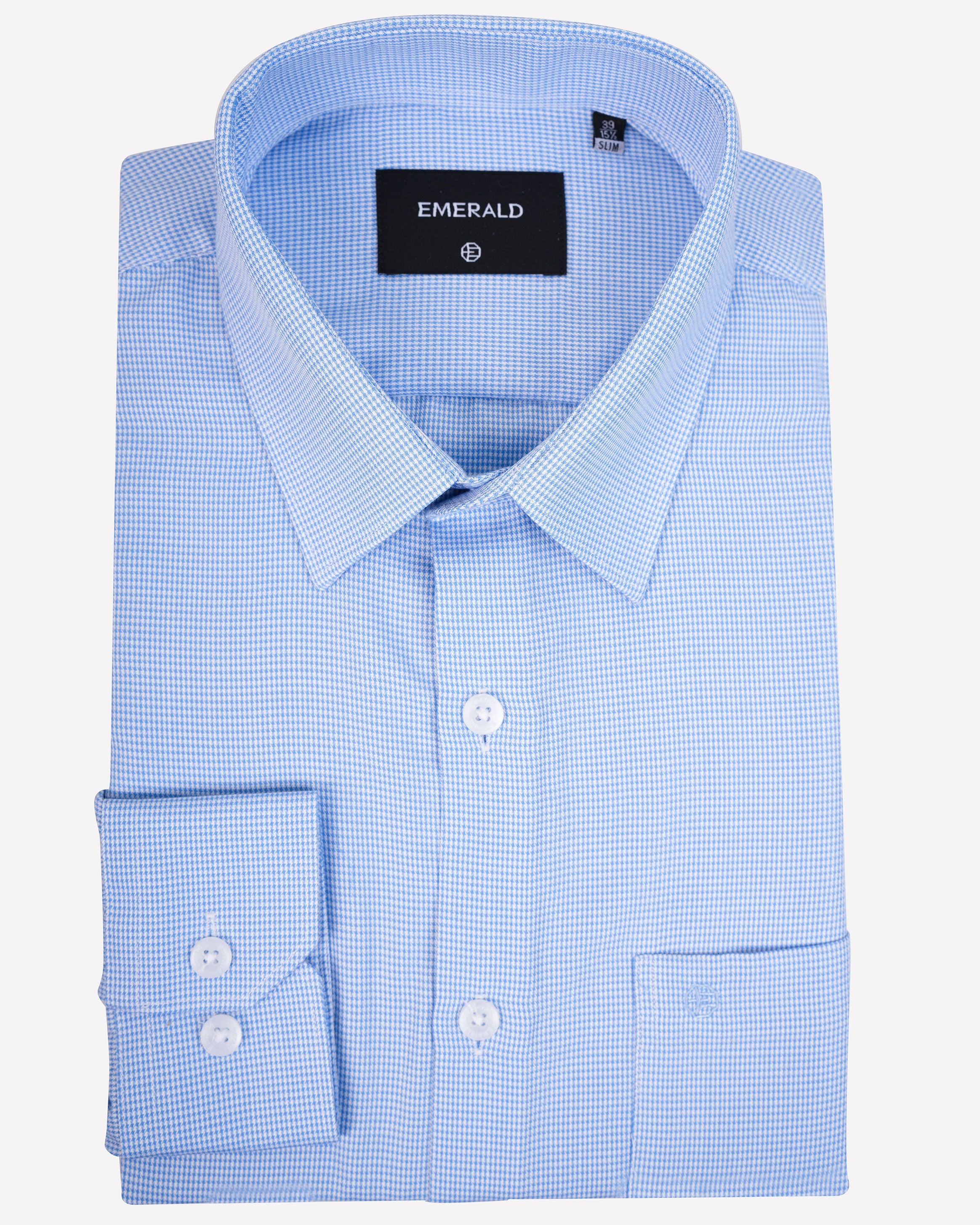Emerald Formal Micro Checks Slim Fit-Cashmere Blue