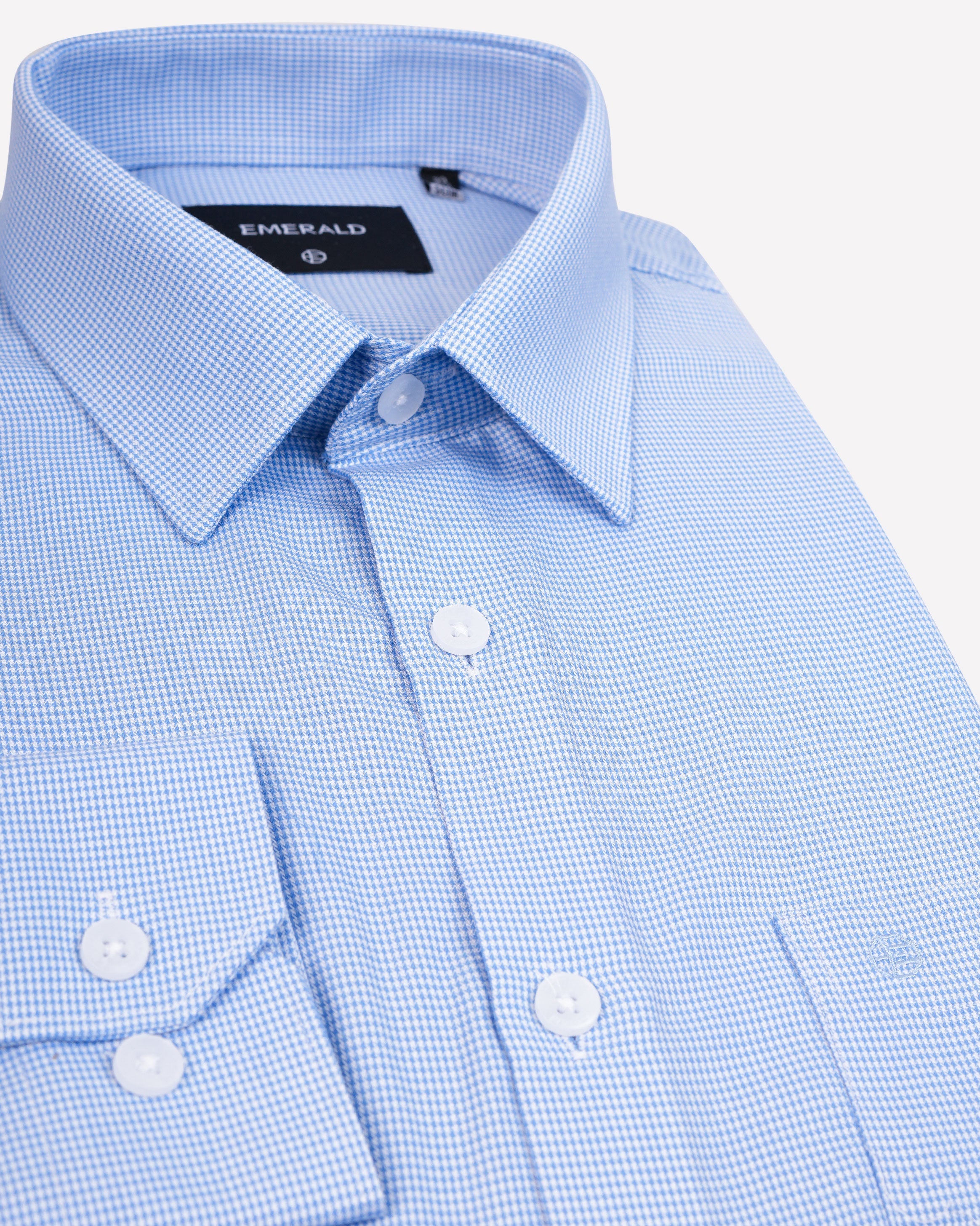 Emerald Formal Micro Checks Slim Fit-Cashmere Blue