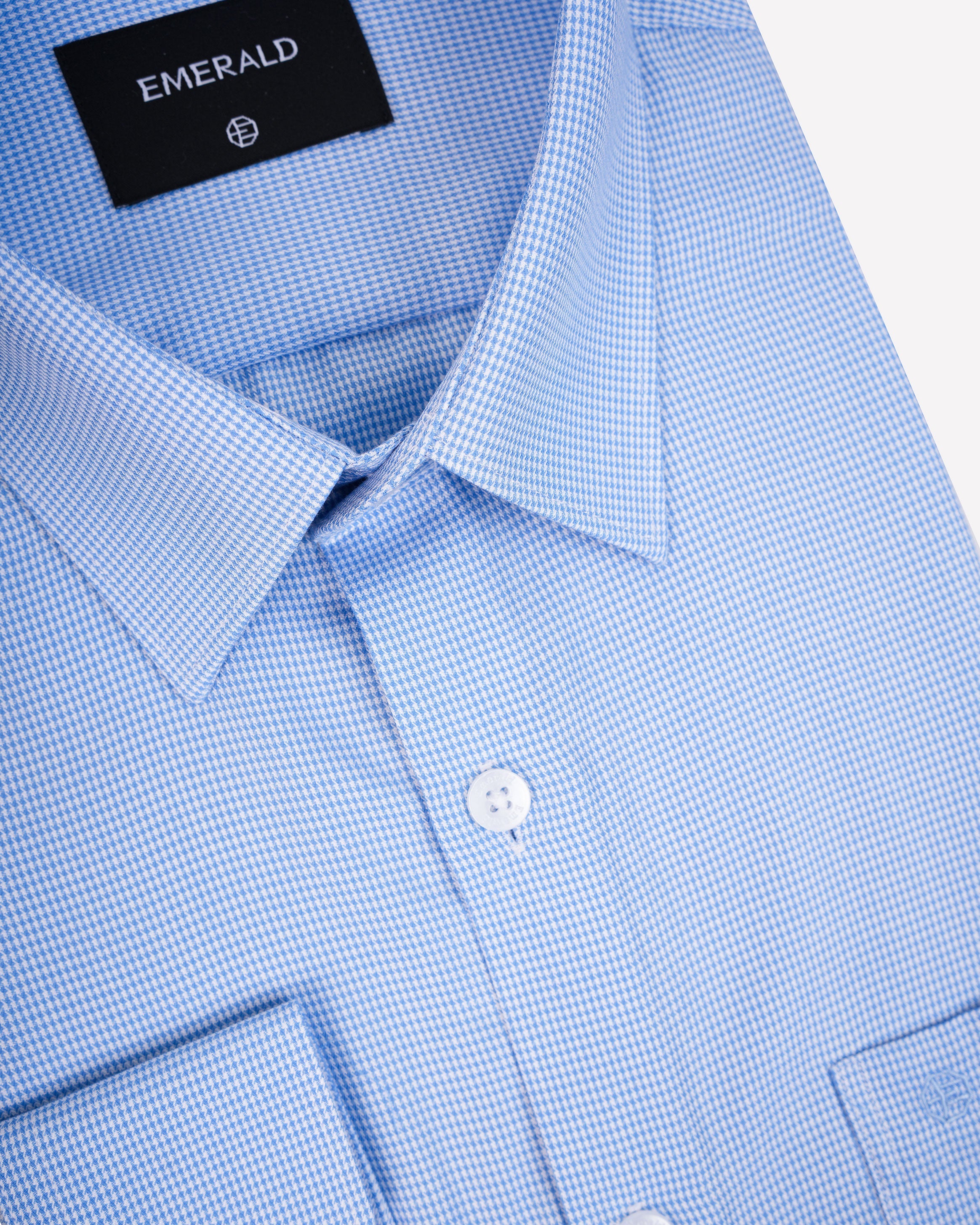 Emerald Formal Micro Checks Slim Fit-Cashmere Blue