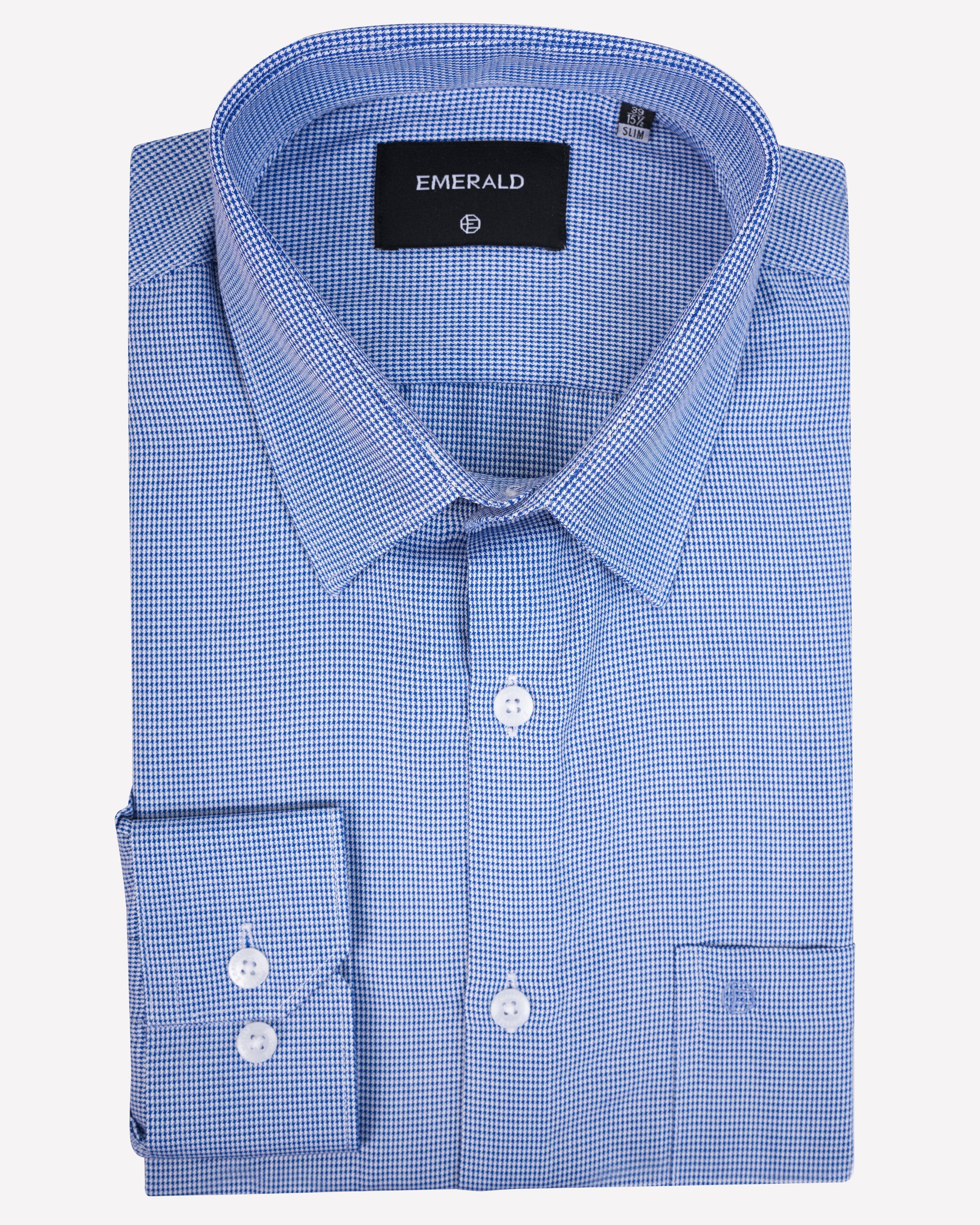 Emerald Formal Micro Checks Slim Fit-Blue Bell