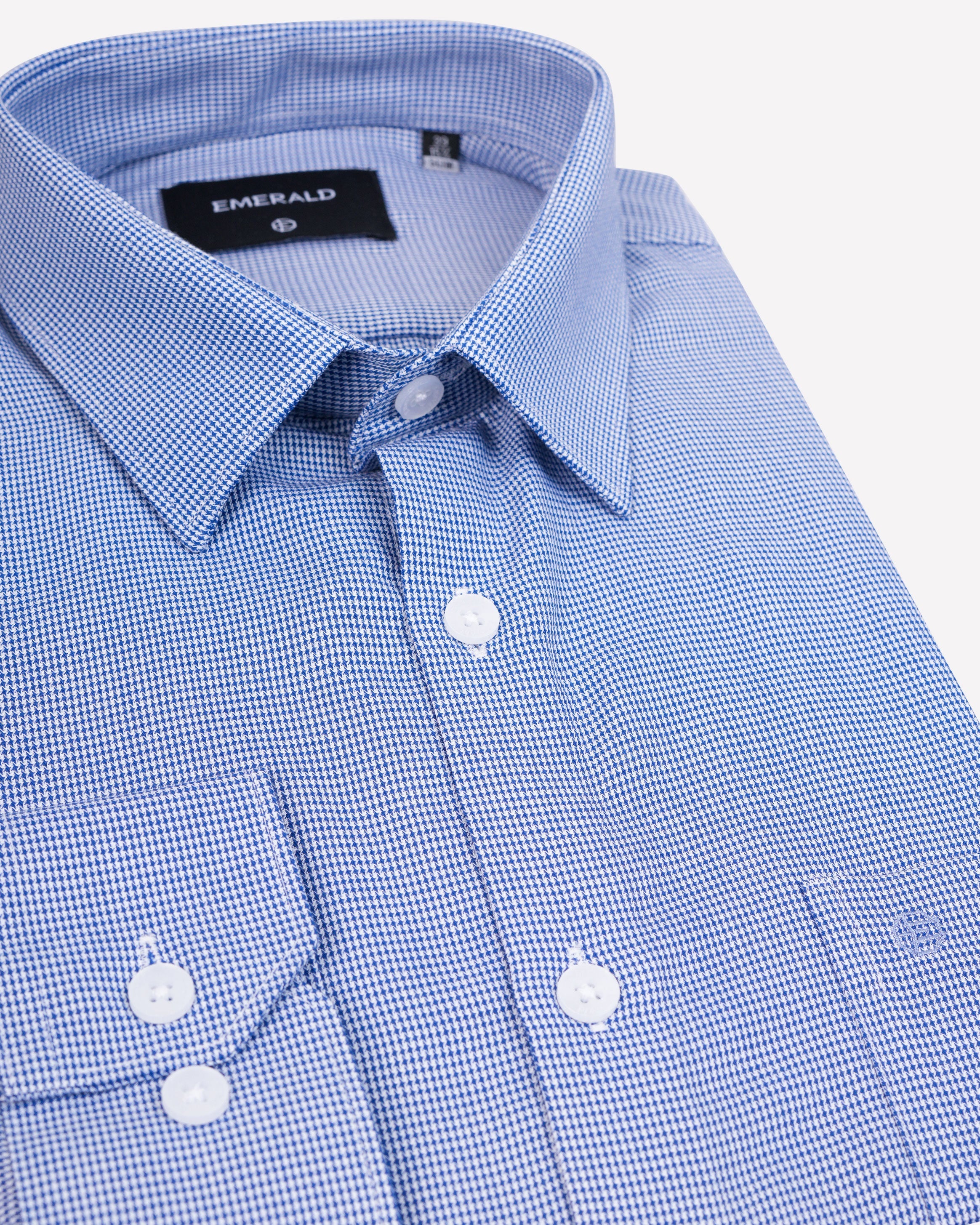 Emerald Formal Micro Checks Slim Fit-Blue Bell