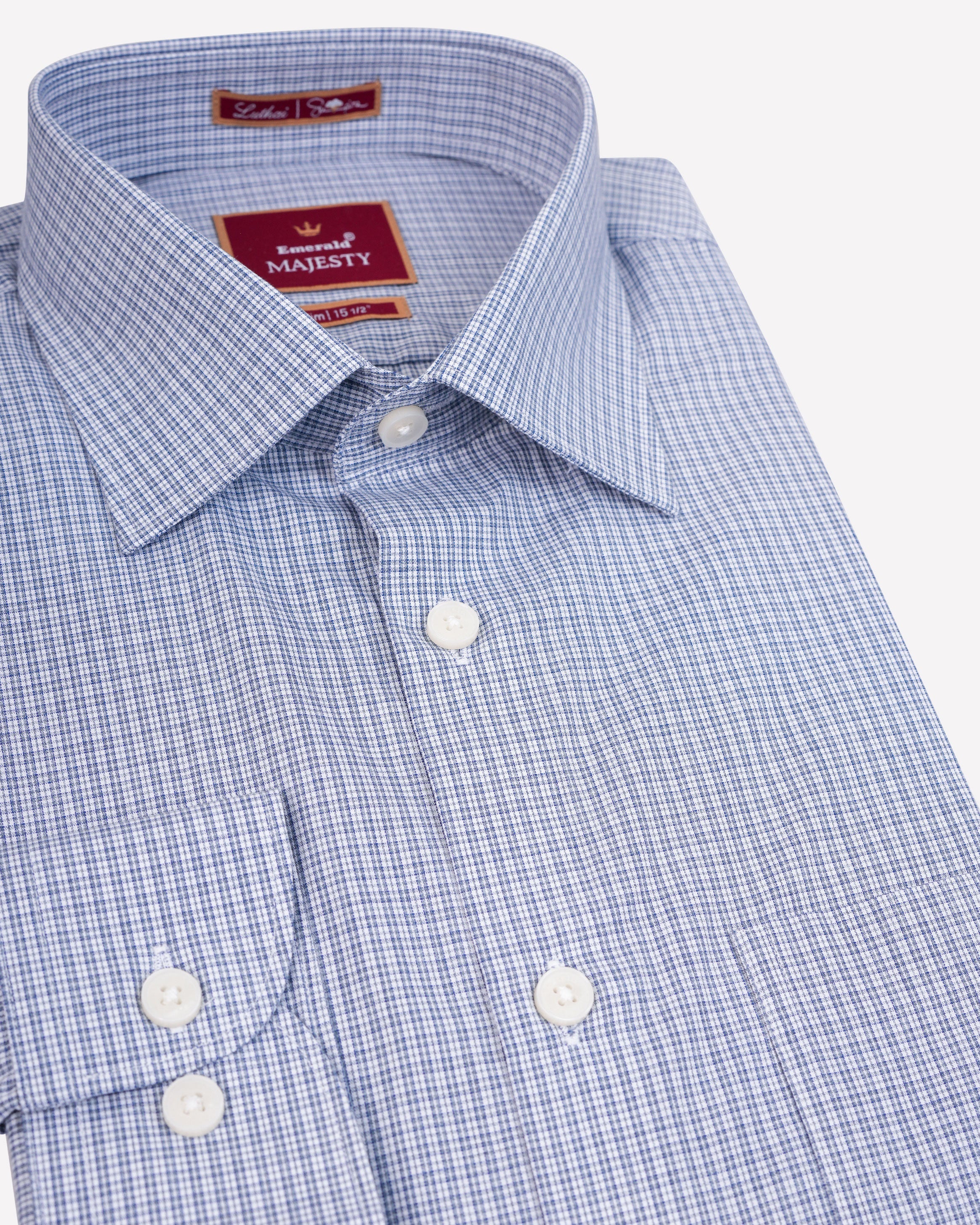 Emerald Majesty Micro Checks Slim Fit-True Navy