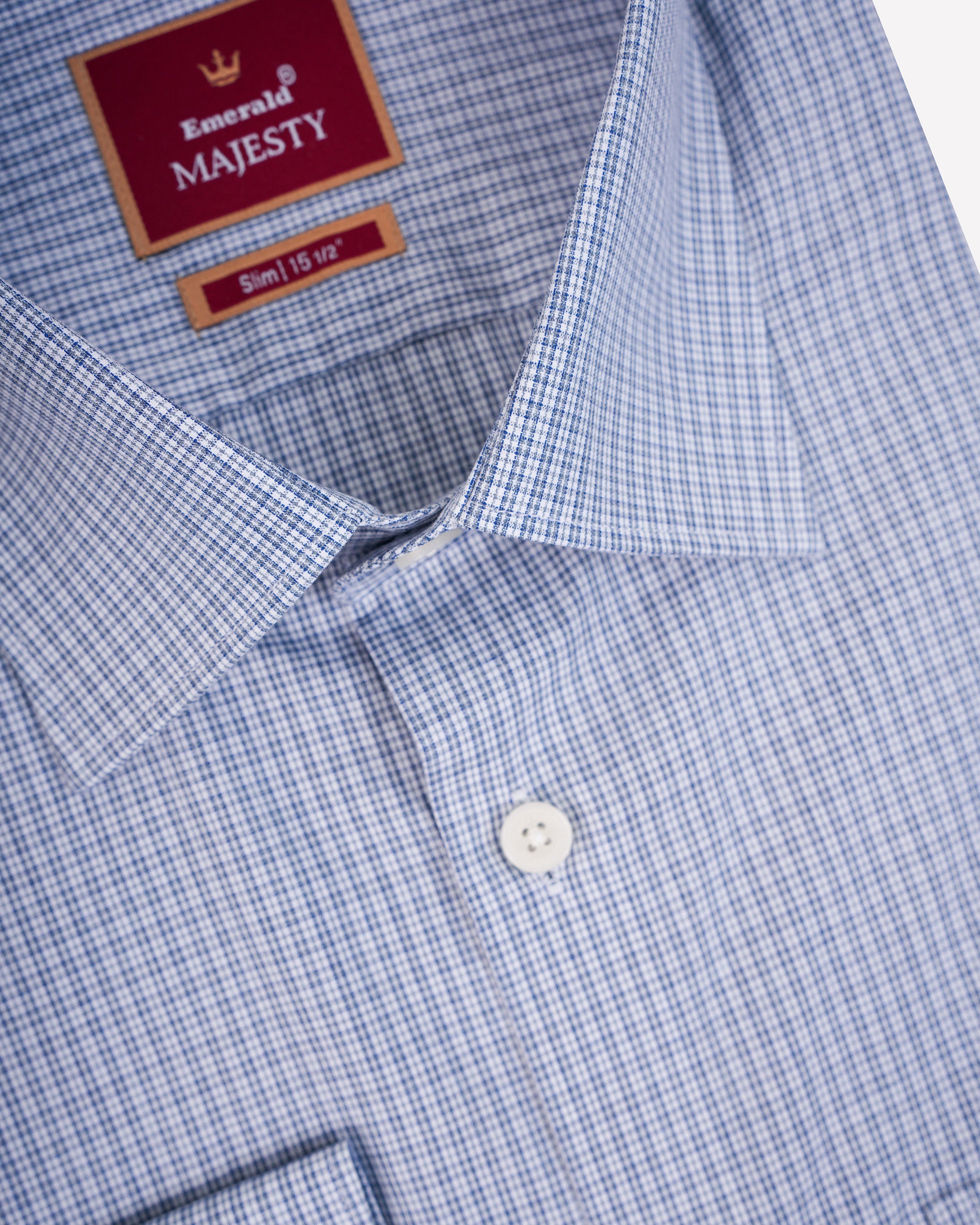 Emerald Majesty Micro Checks Slim Fit-True Navy