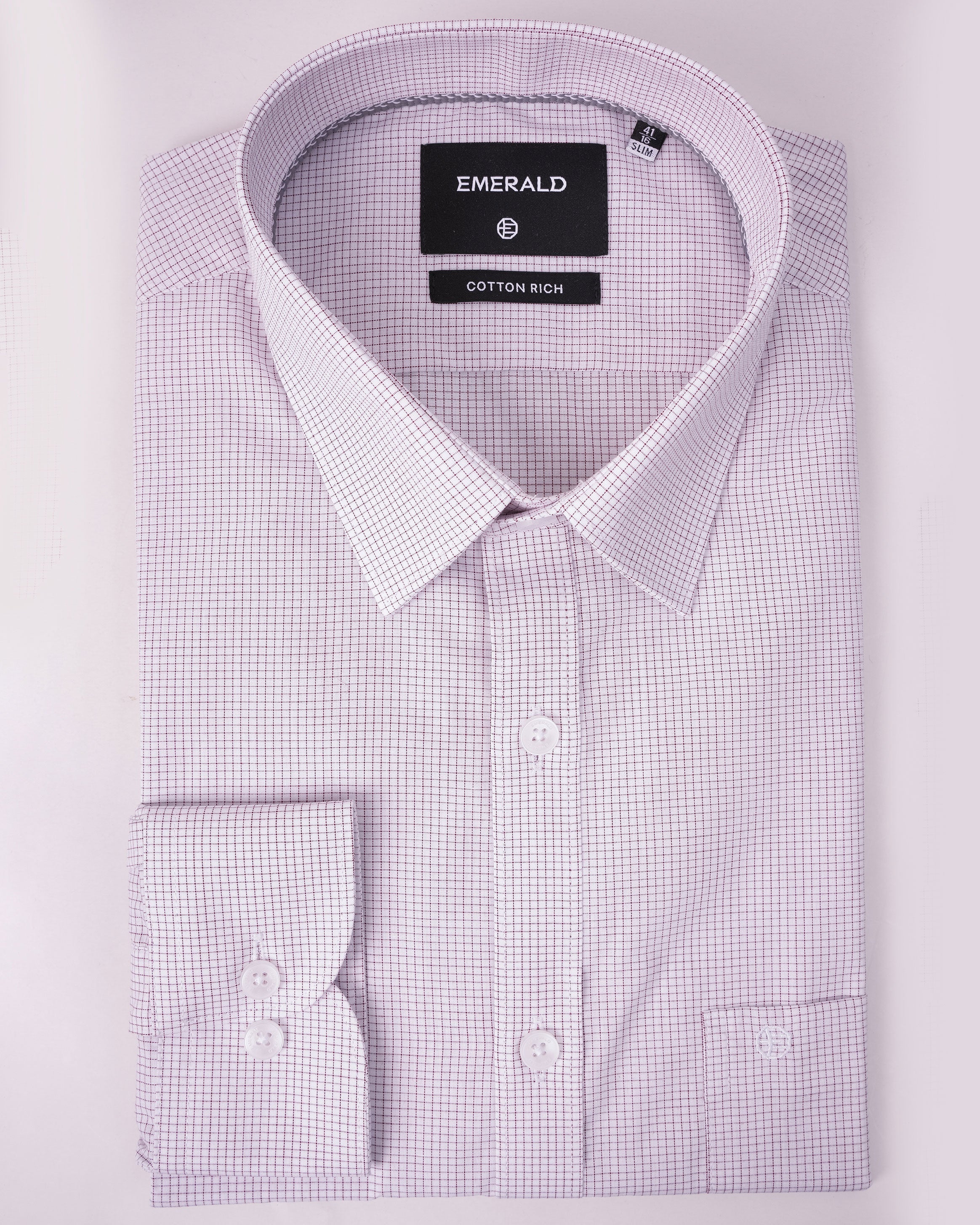 Emerald Corporate Checks Slim Fit - Cinnamon Brown