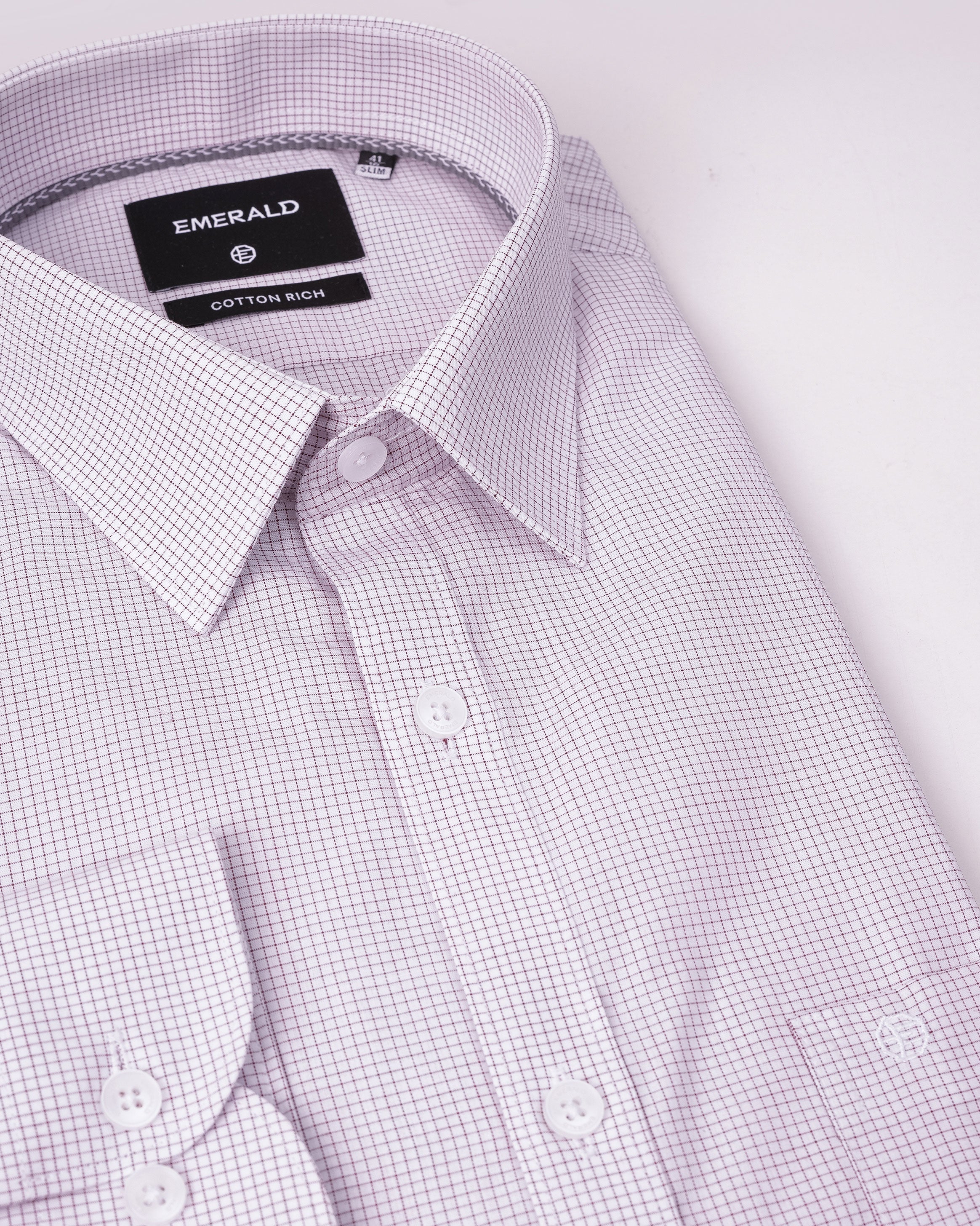 Emerald Corporate Checks Slim Fit - Cinnamon Brown