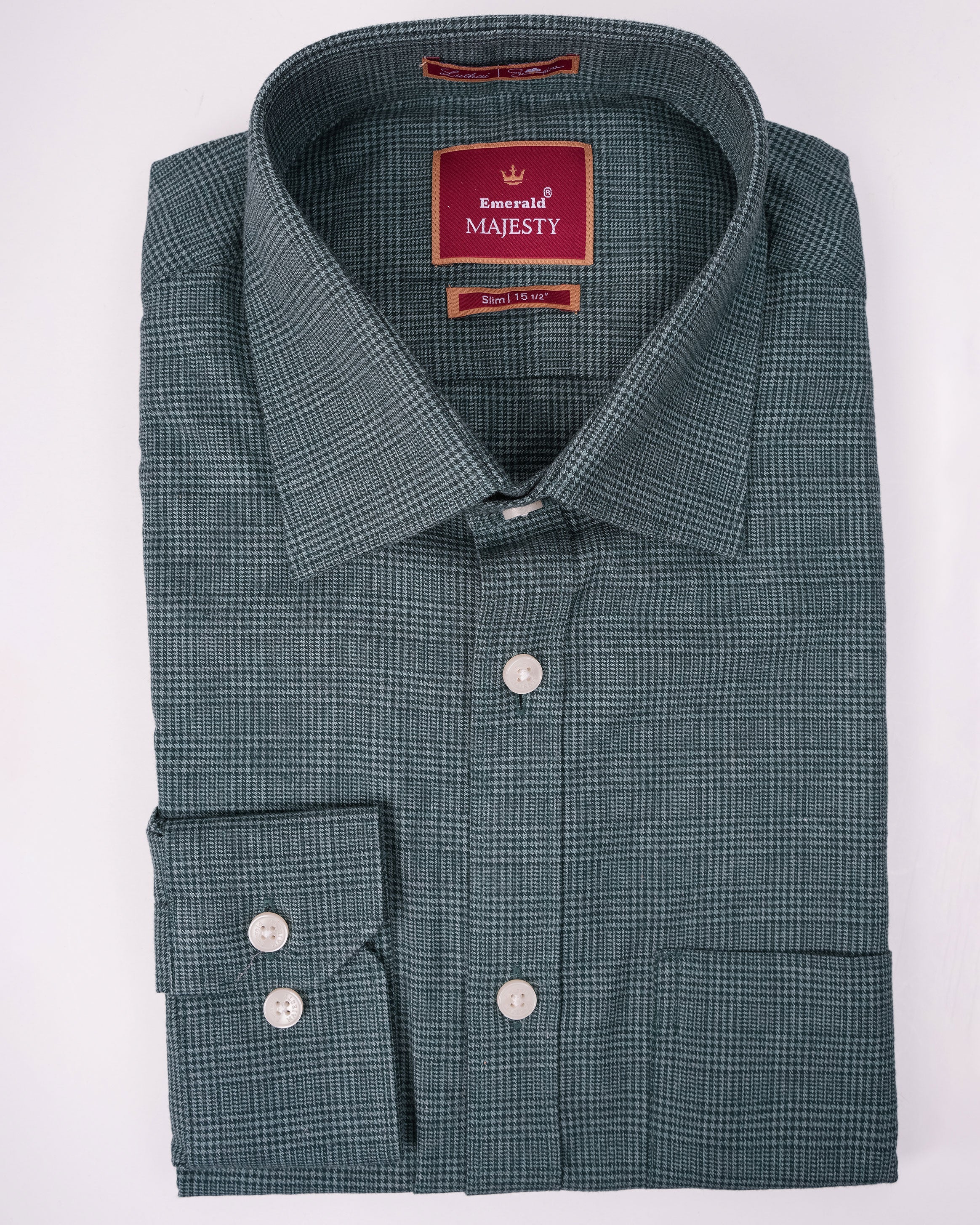 Emerald Majesty Checks Slim Fit - Colonial Blue