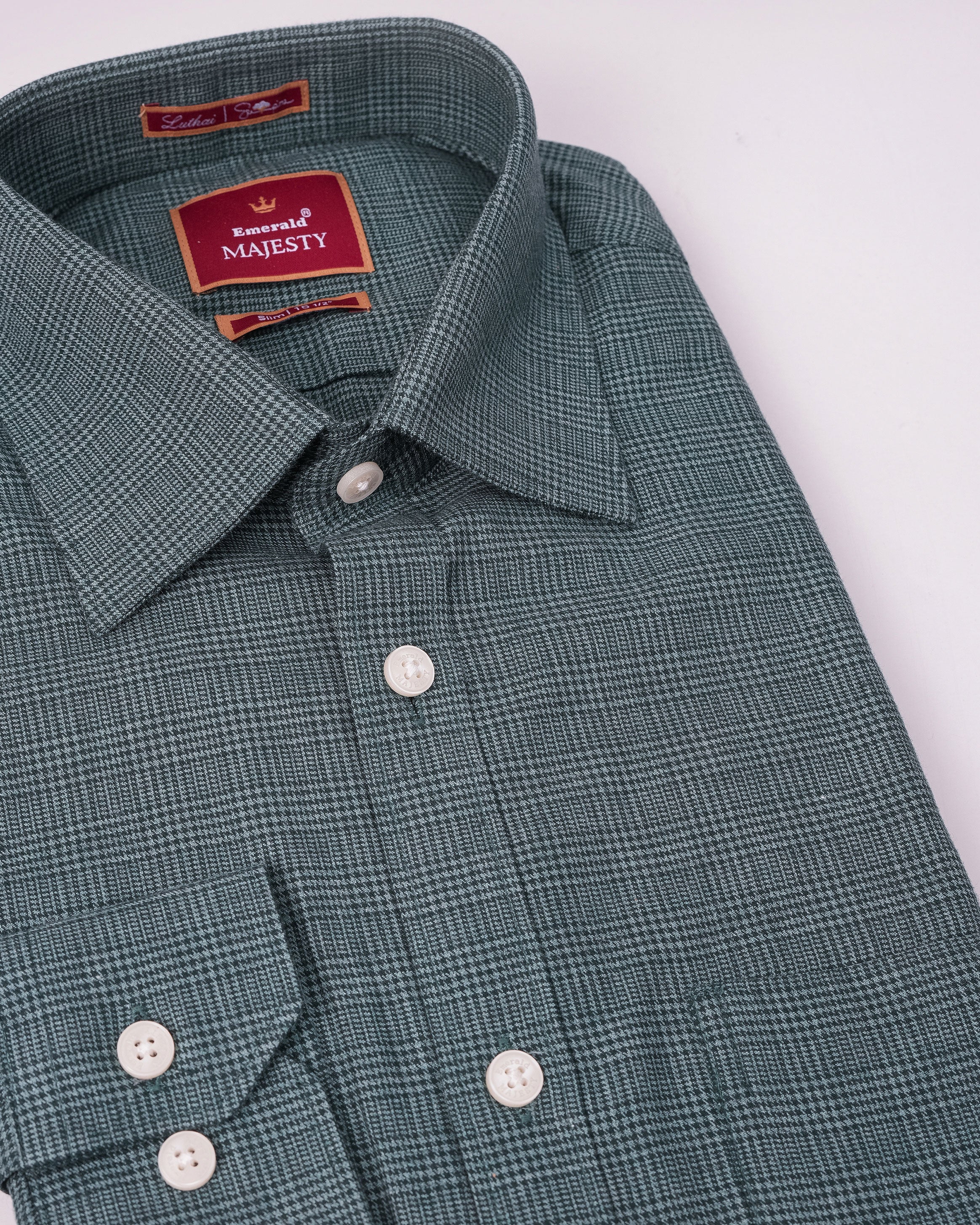 Emerald Majesty Checks Slim Fit - Colonial Blue