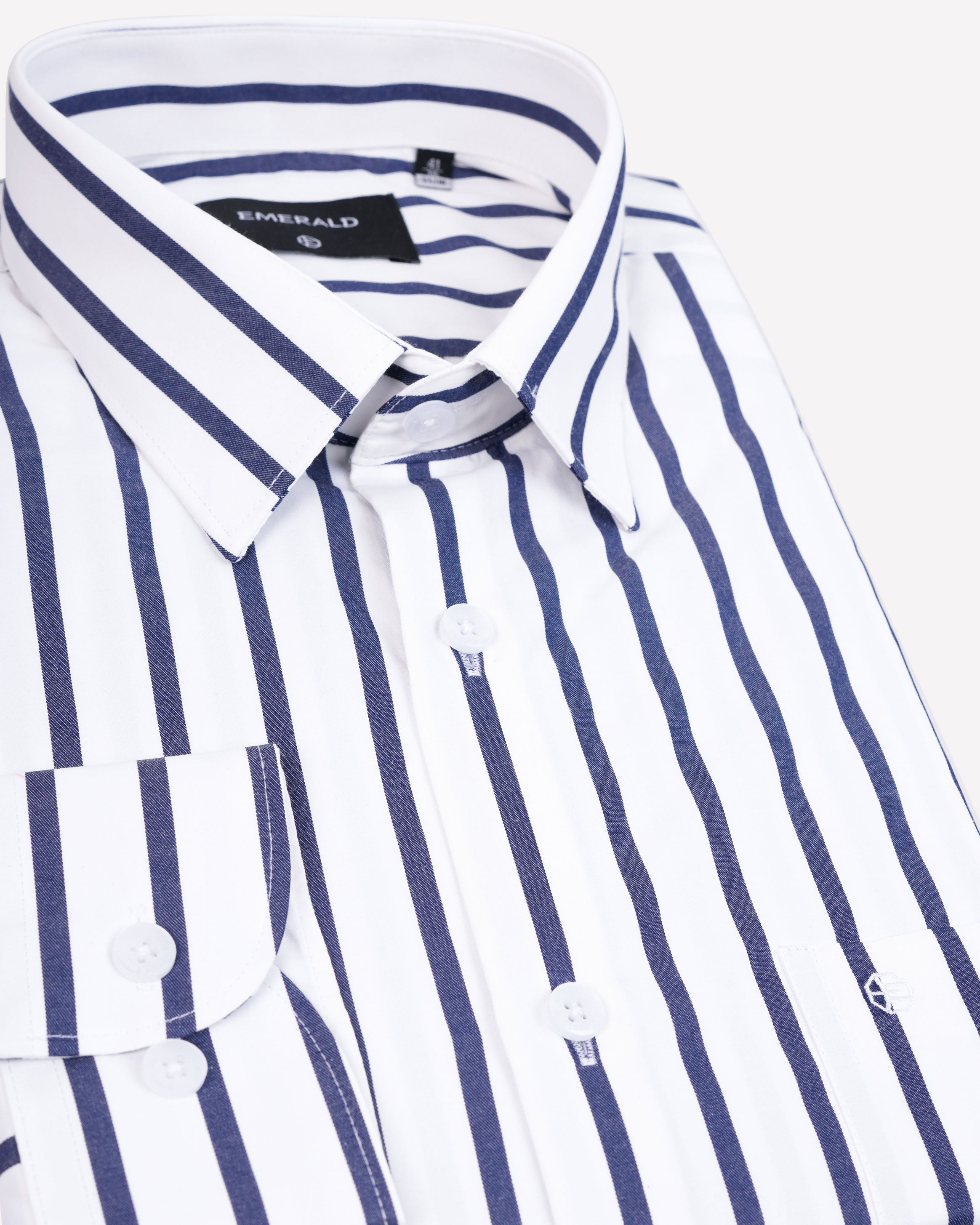 Emerald Formal Stripe Slim Fit-Estate Blue