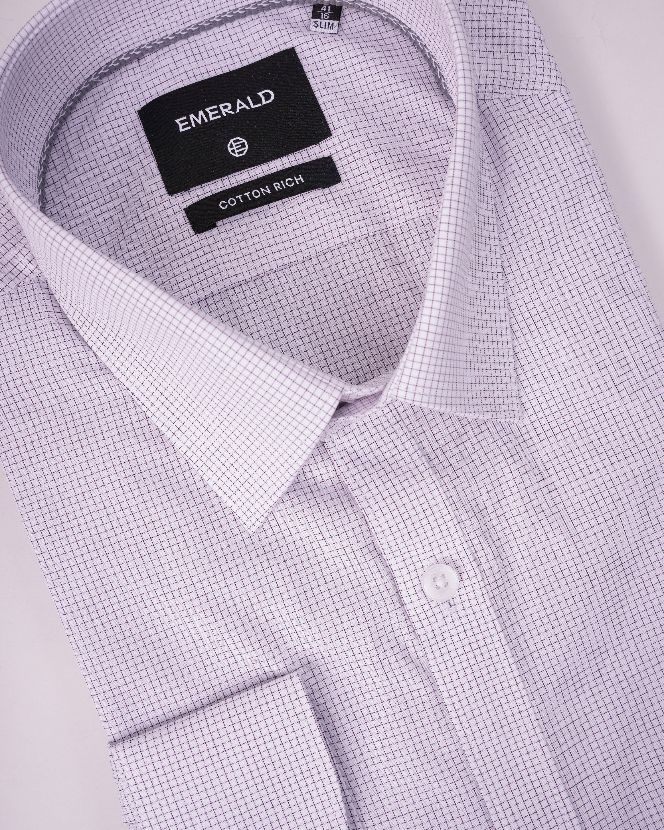 Emerald Corporate Checks Slim Fit - Purple