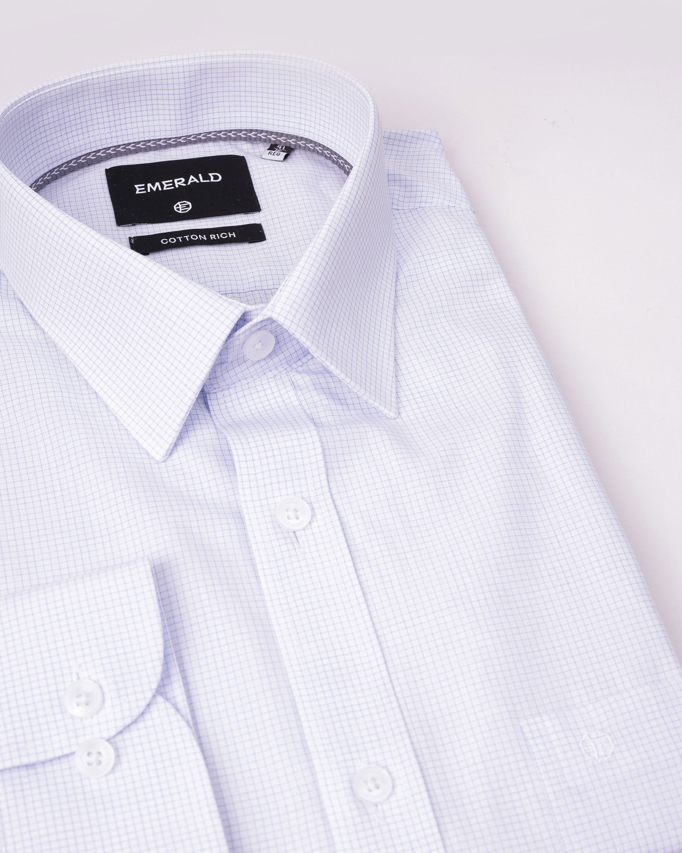 Emerald Corporate Checks Regular Fit - Baby Blue
