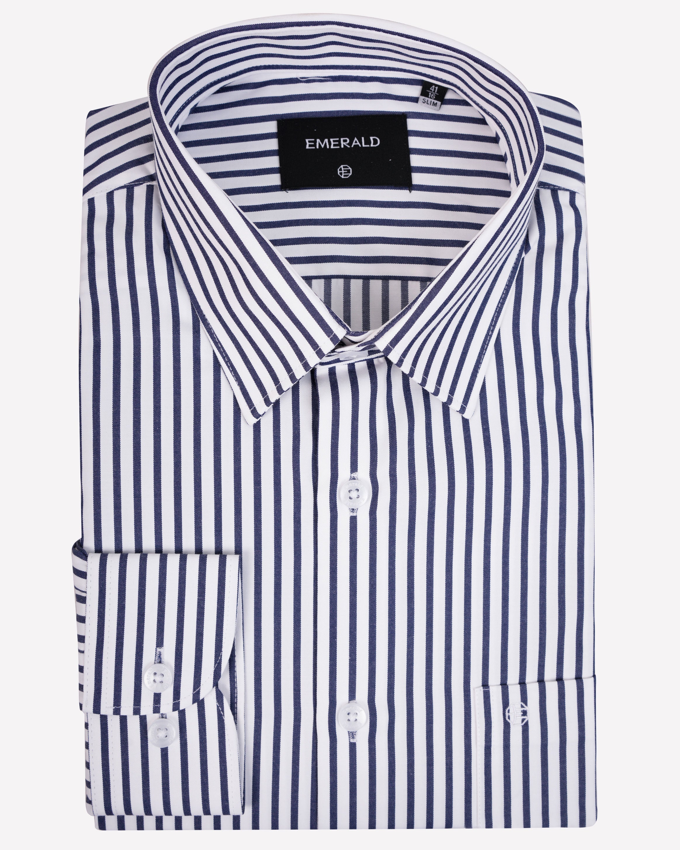 Emerald Formal Stripe Slim Fit-Blue Depths