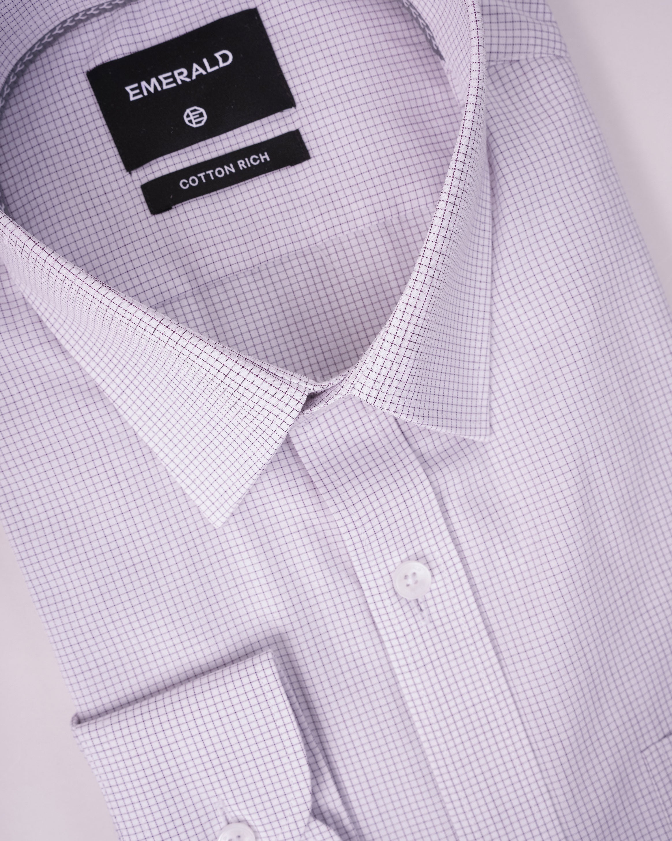 Emerald Corporate Checks Regular Fit - Purple