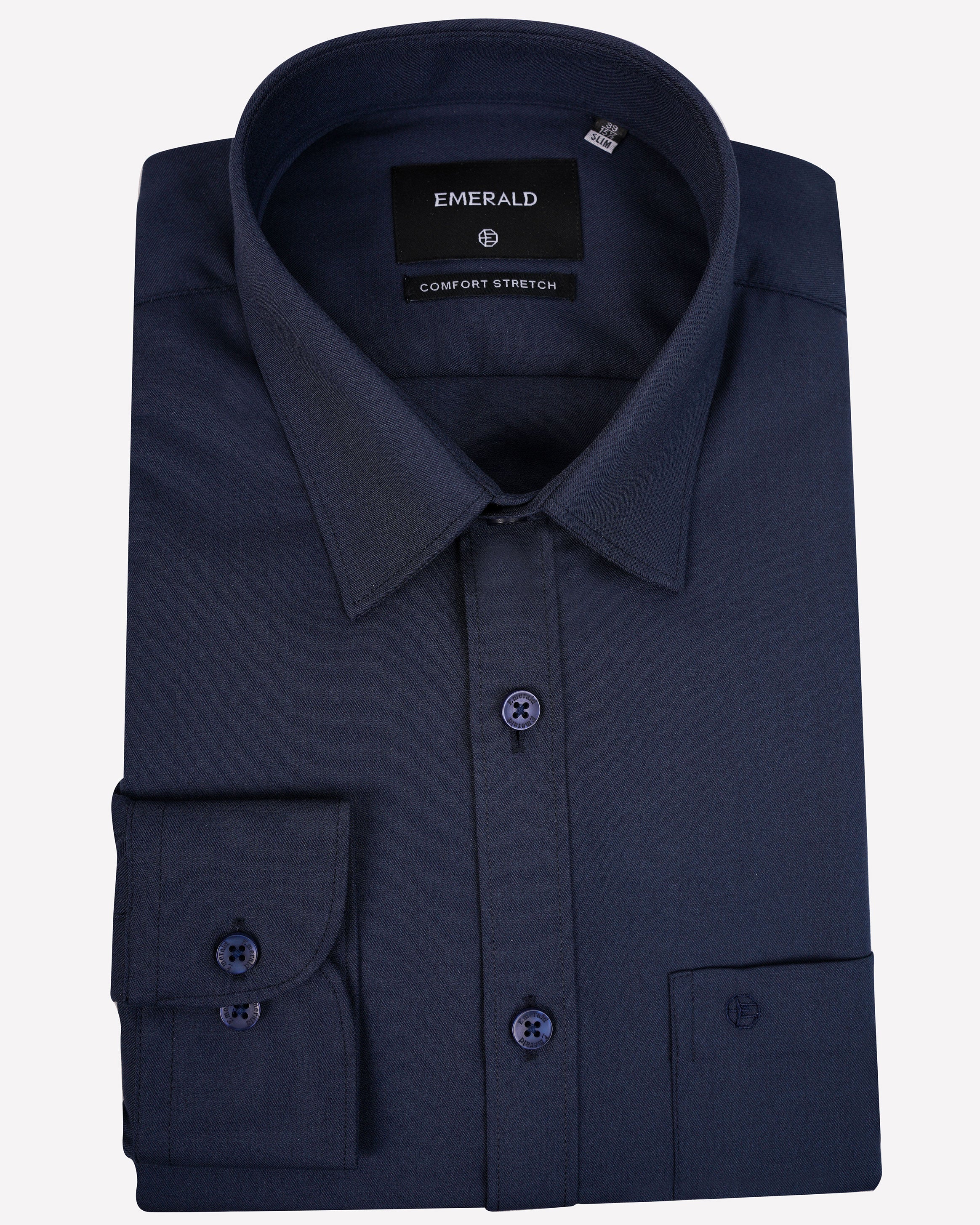 Emerald Formal Dark Plain Slim Fit-Estate Blue