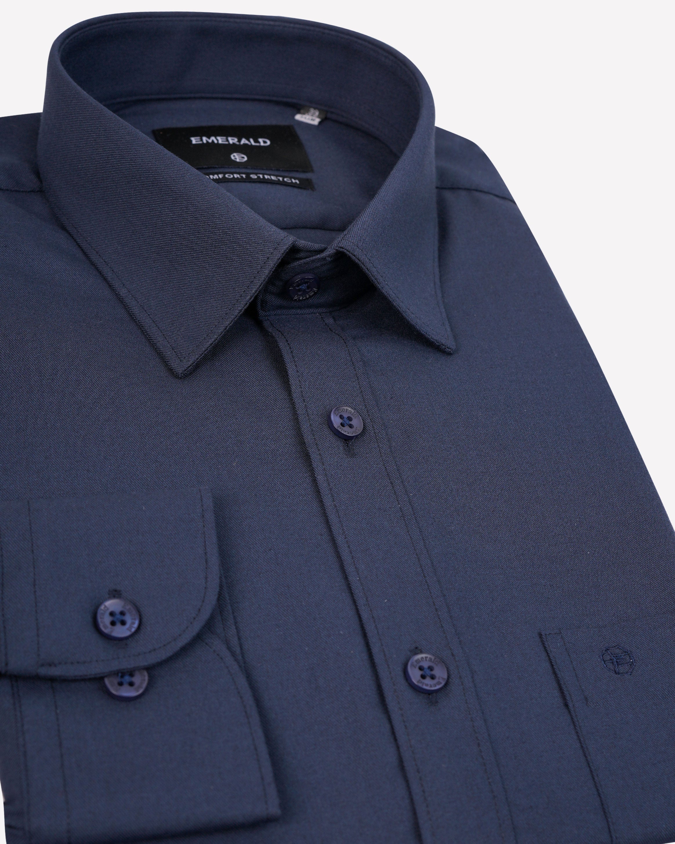 Emerald Formal Dark Plain Slim Fit-Estate Blue