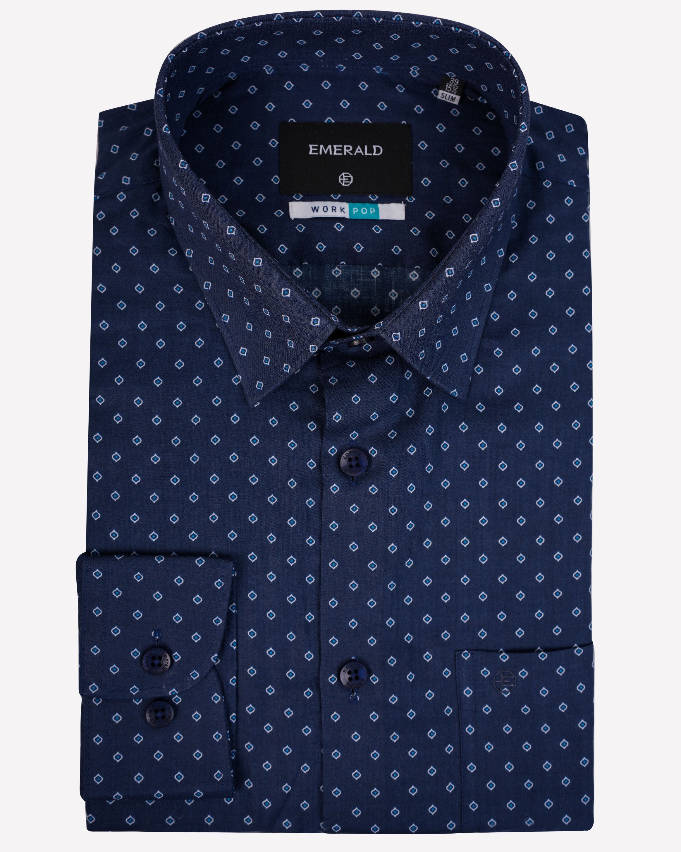 Emerald Formal Printed Slim Fit-Blue Orion