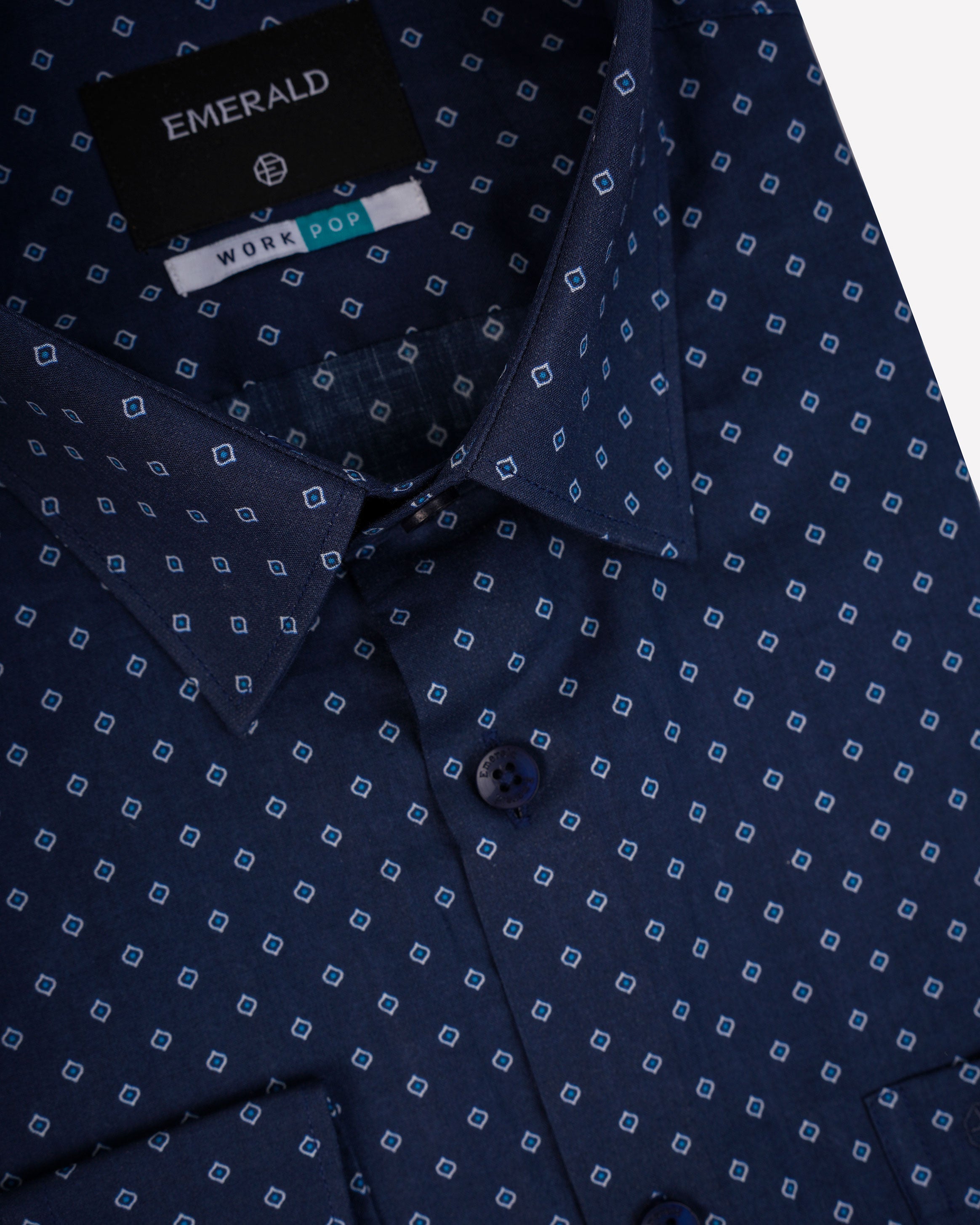 Emerald Formal Printed Slim Fit-Blue Orion