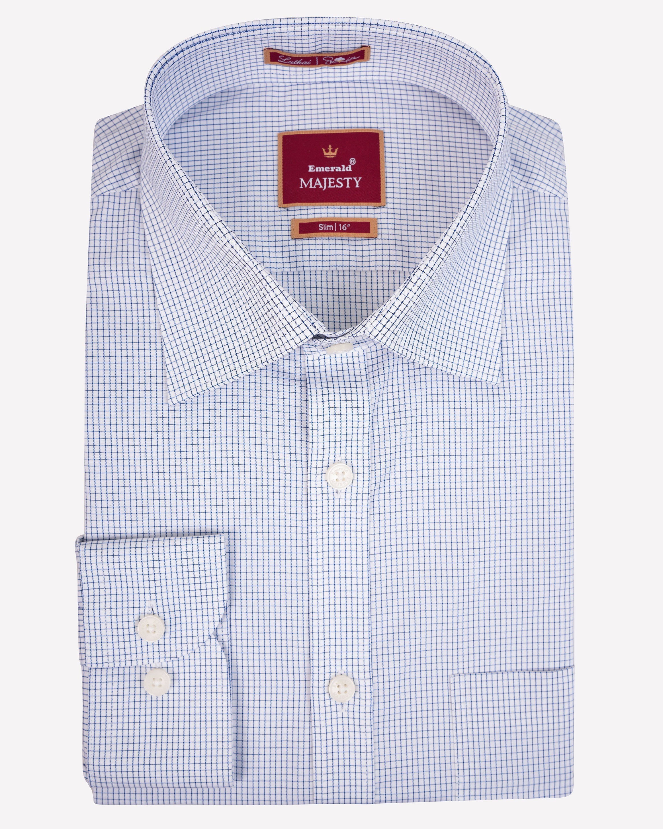 Emerald Majesty Checks Slim Fit-True Navy