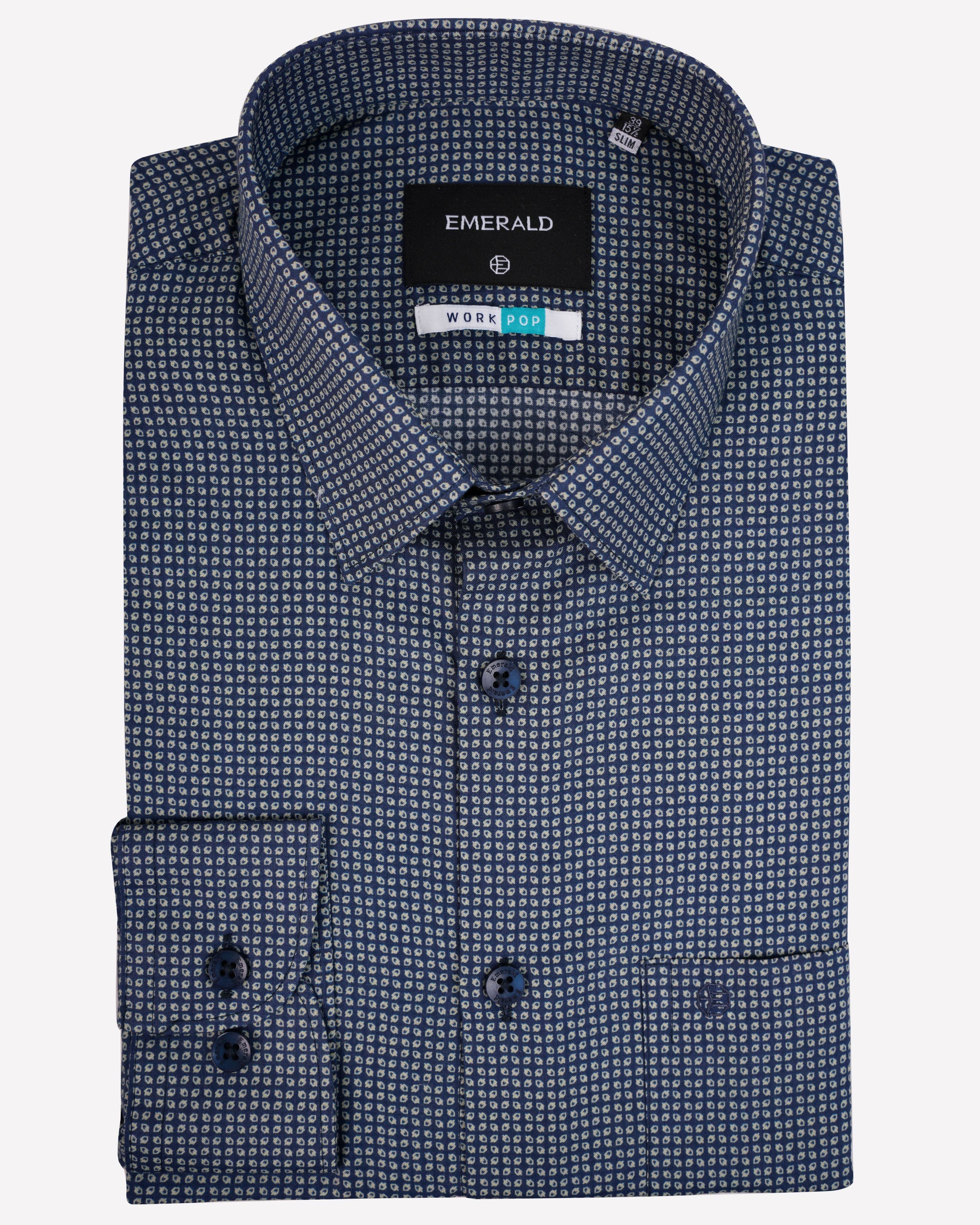 Emerald Formal Printed Slim Fit-Dark Denim