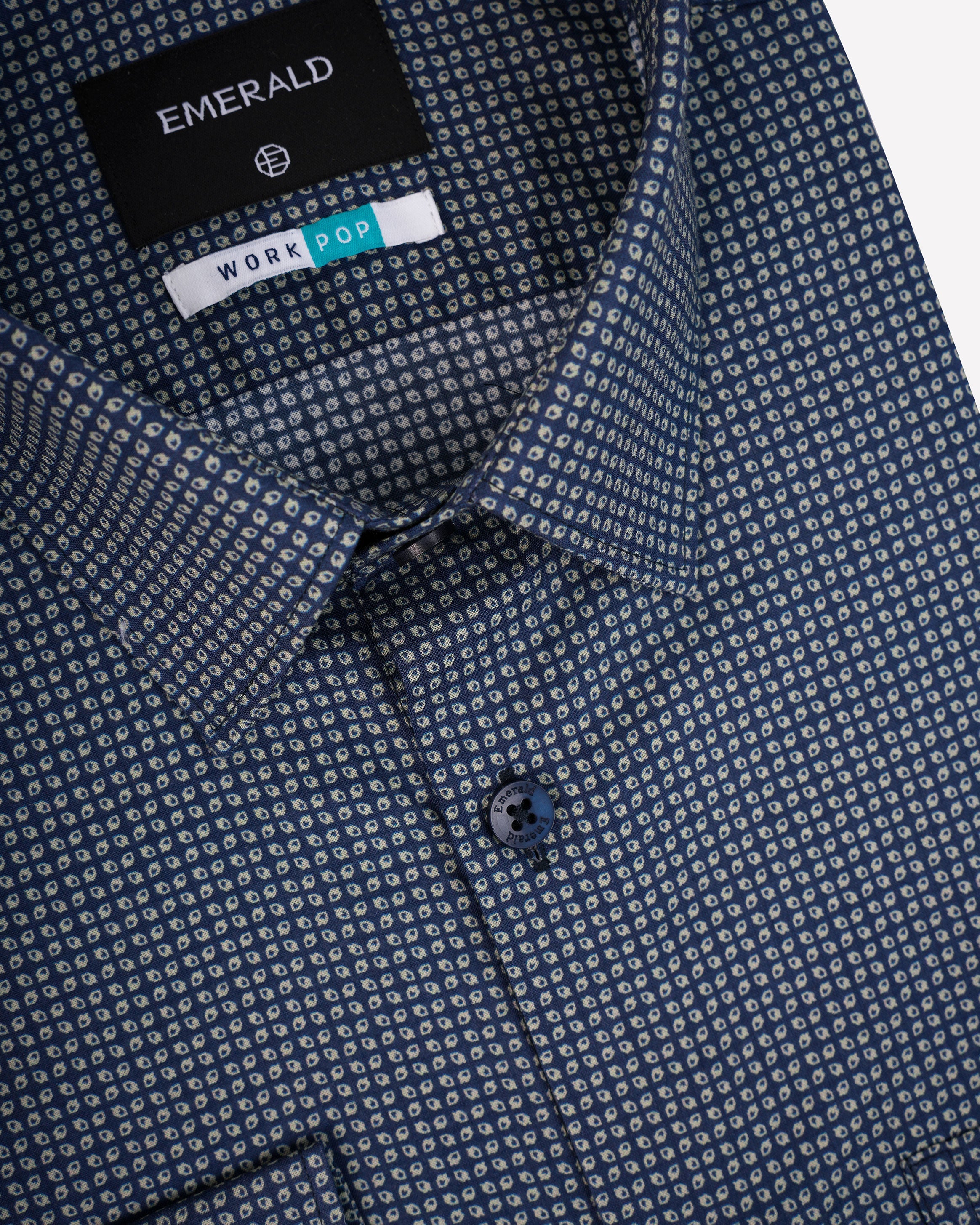 Emerald Formal Printed Slim Fit-Dark Denim