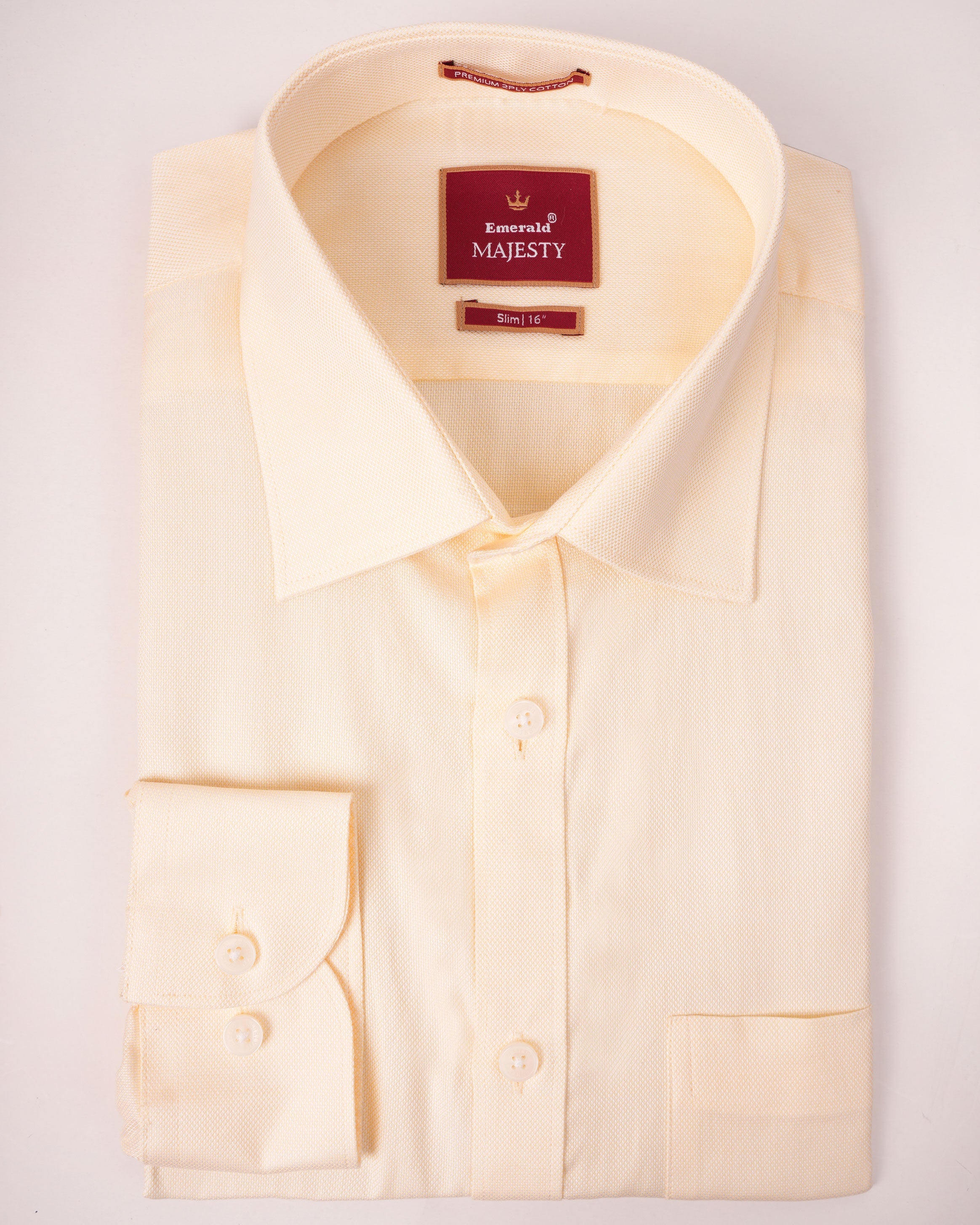 Emerald Majesty Plain Slim Fit - Yellow Custard
