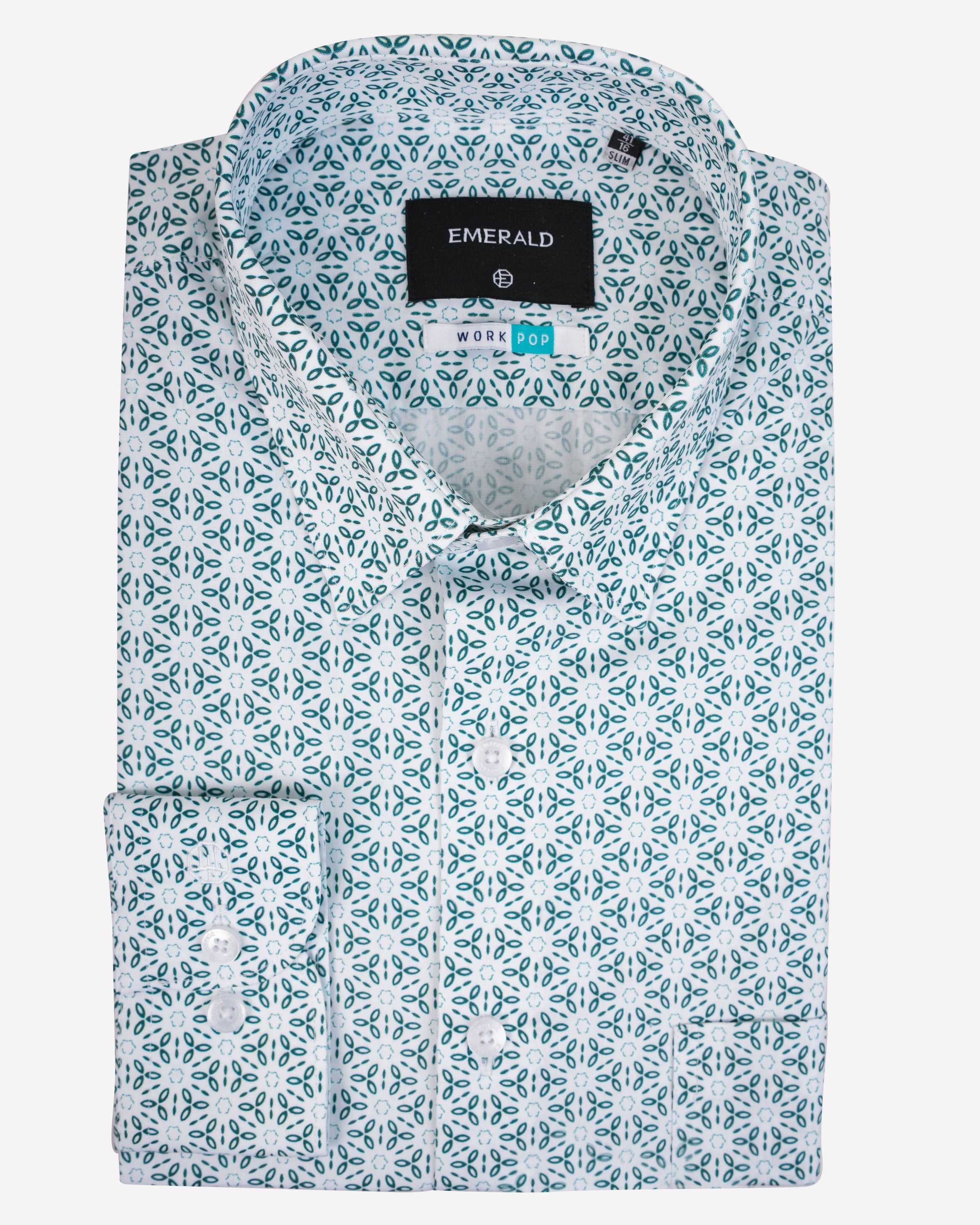Emerald Formal Printed Slim Fit-Green Ultramarine