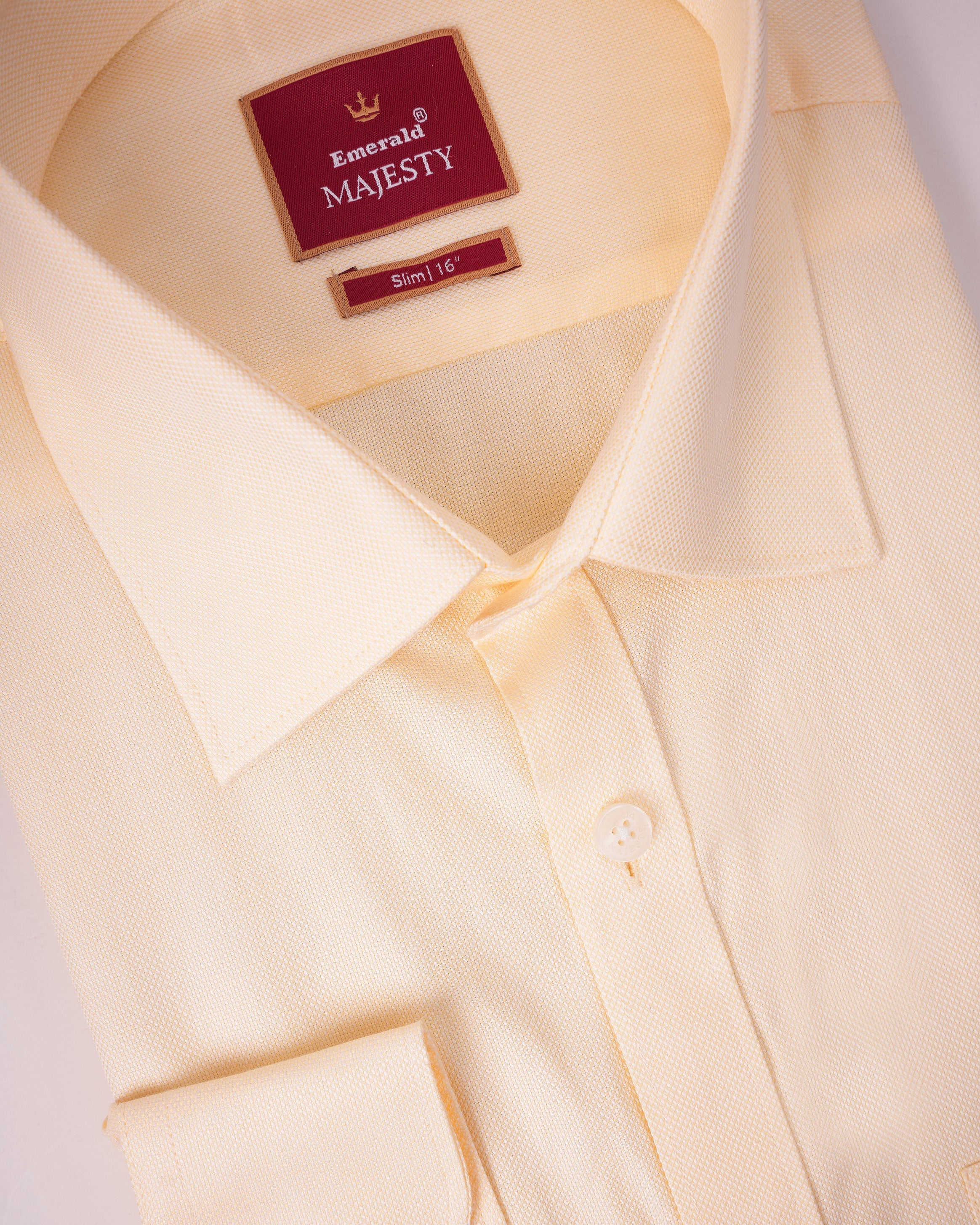 Emerald Majesty Plain Slim Fit - Yellow Custard