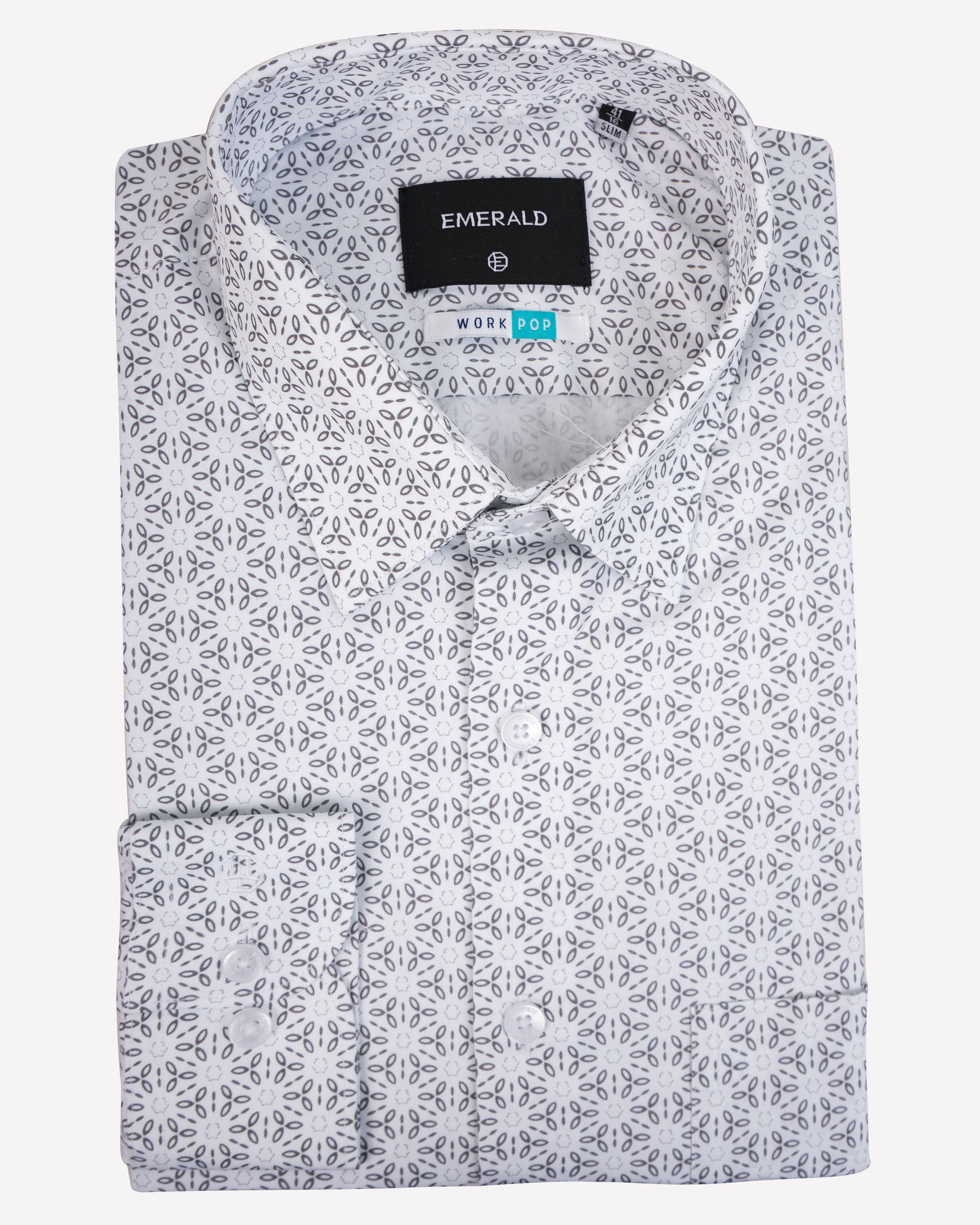 Emerald Formal Printed Slim Fit-Olive