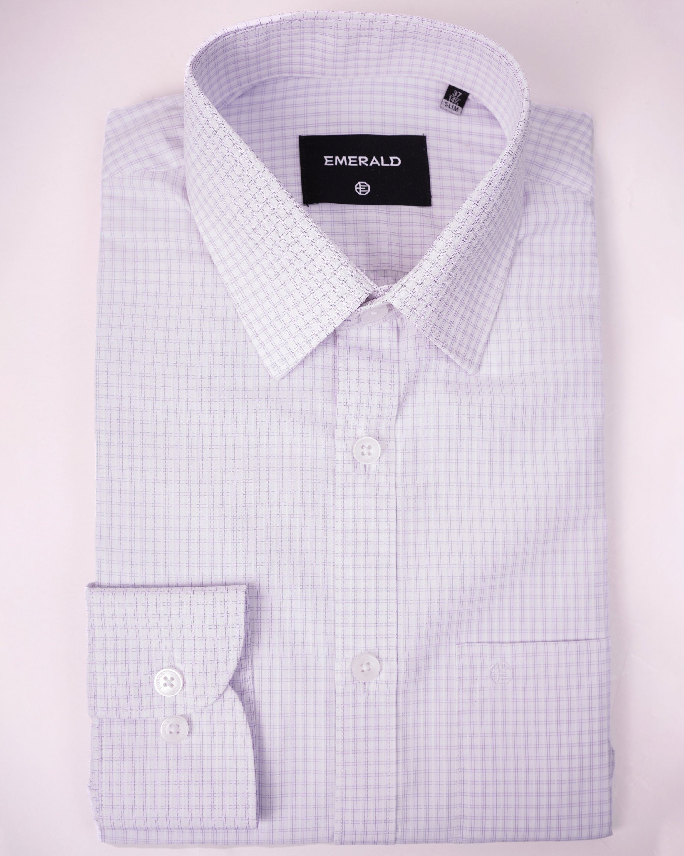 Emerald Formal Checks Slim Fit - Plum Wine