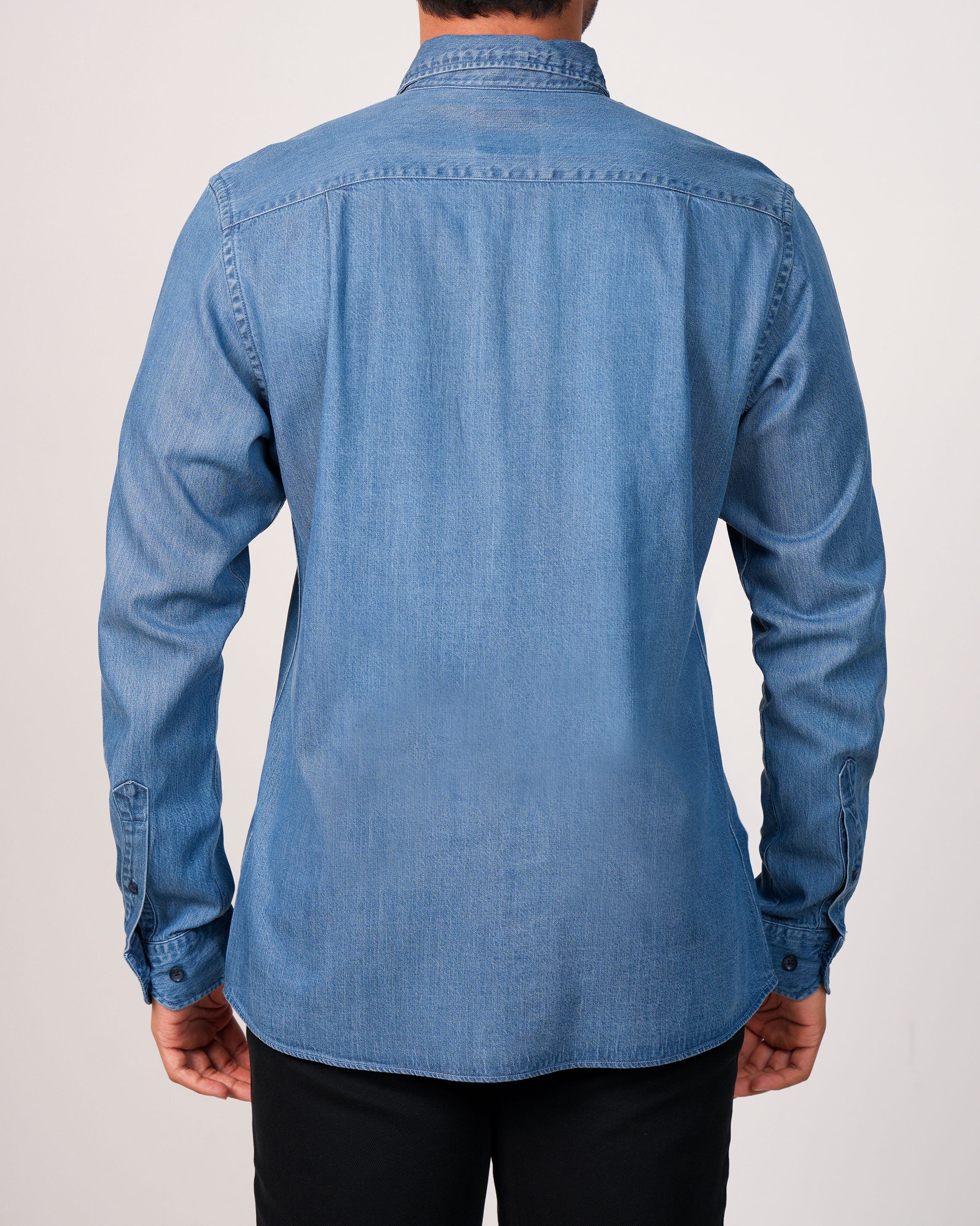 Emerald Slim Fit Denim Shirt-Cashmere Blue