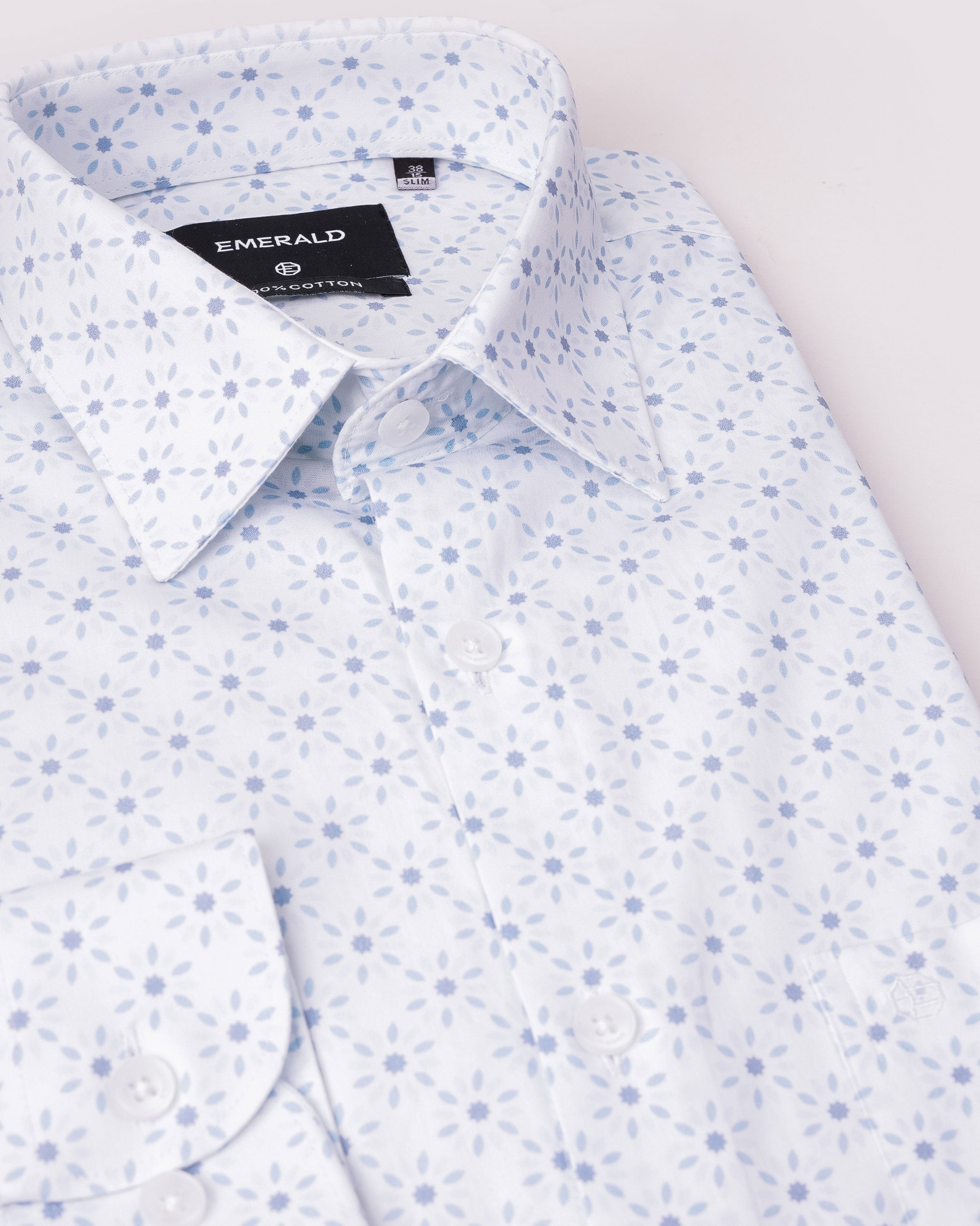 Emerald Formal Printed Slim Fit - Cashmere Blue