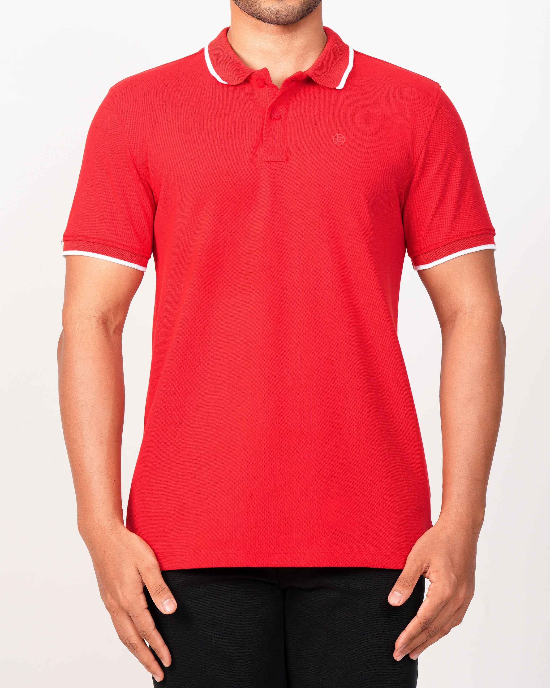 Emerald Polo Pique Solid Slim Fit-Biking Red