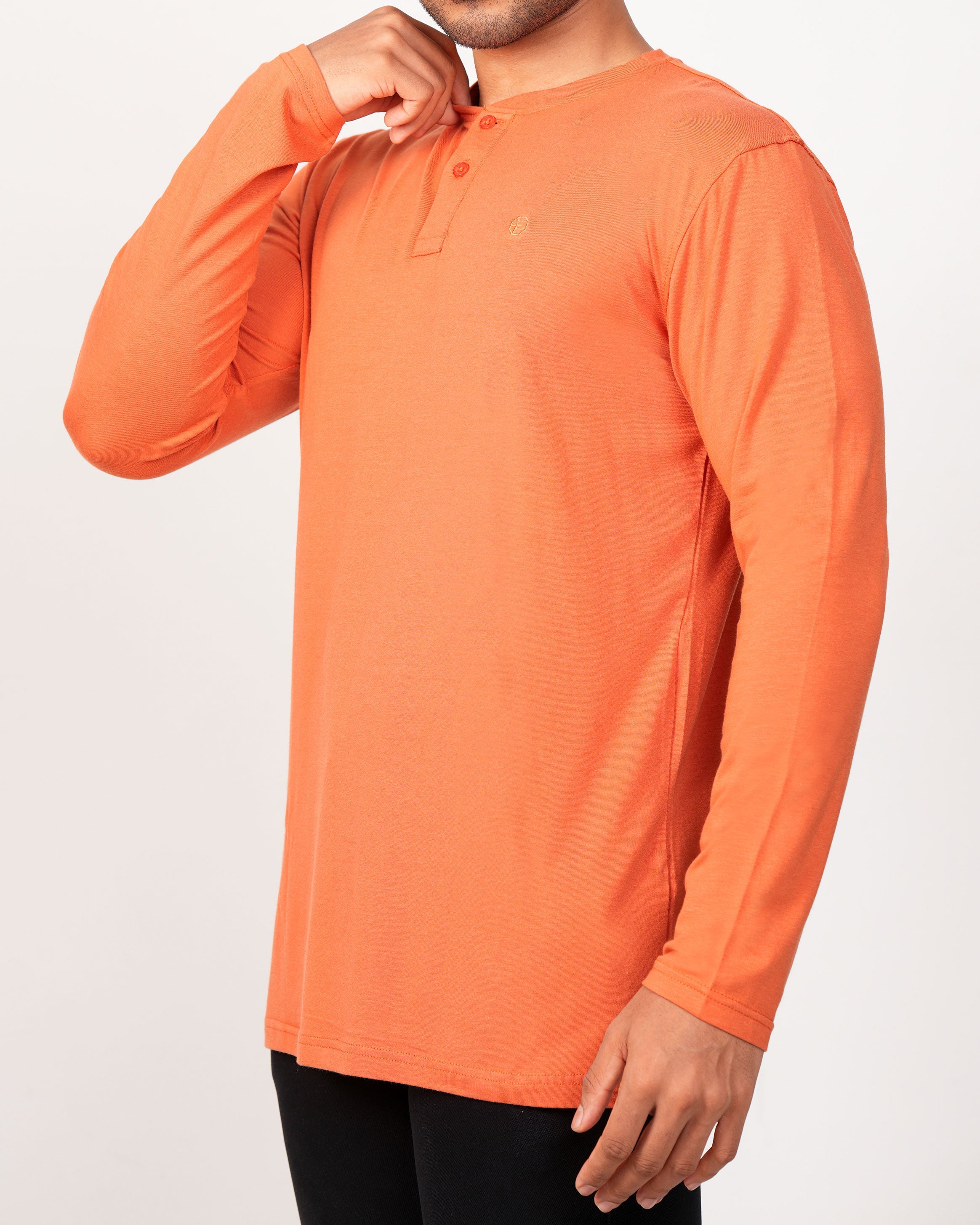 Emerald Henley Plain Slim Fit-Saffron