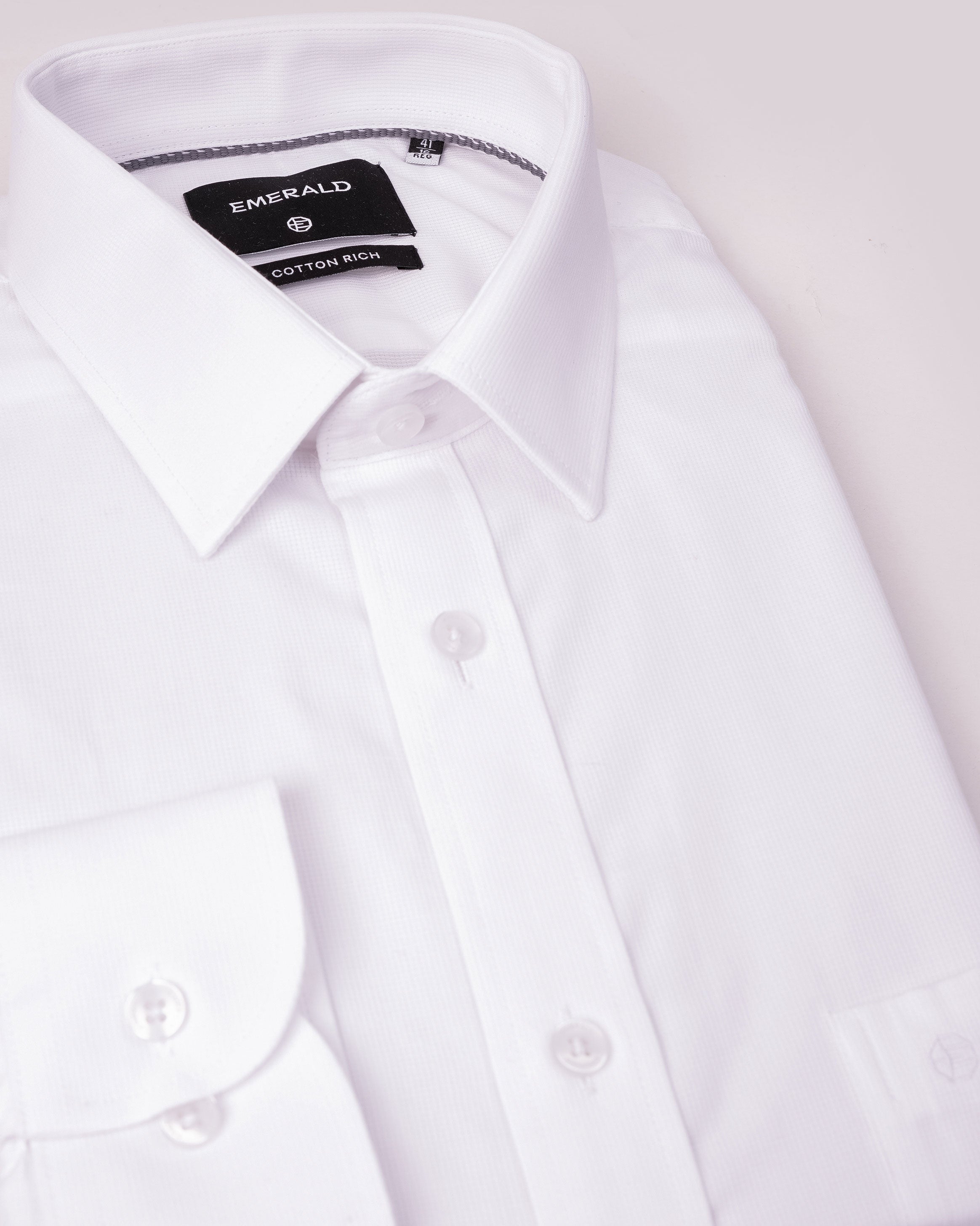 Emerald Corporate Dobby Regular Fit - White