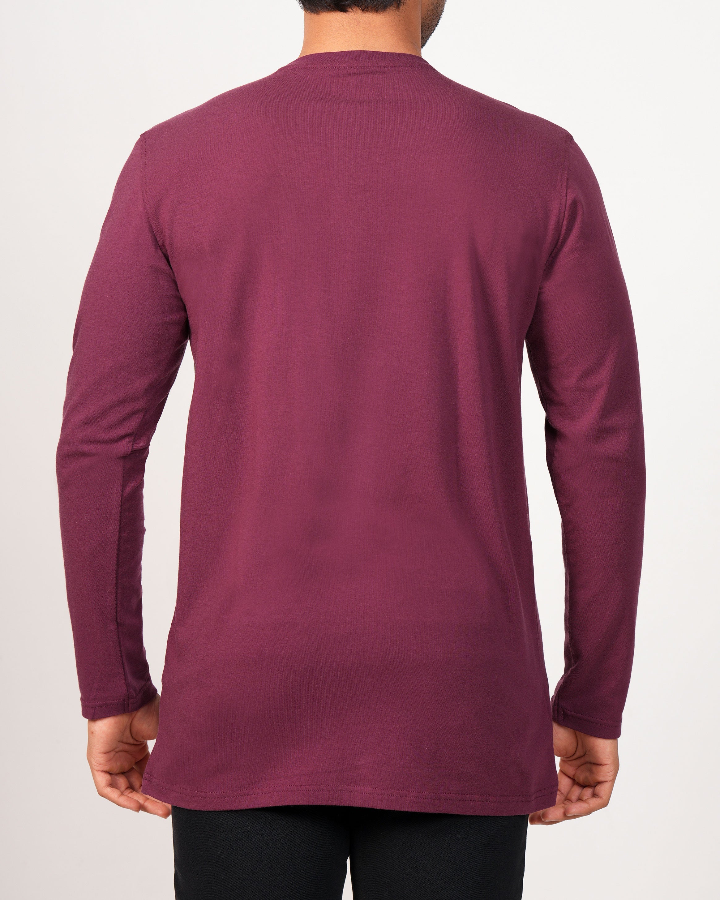 Emerald Henley Plain Slim Fit-Raspberry Wine