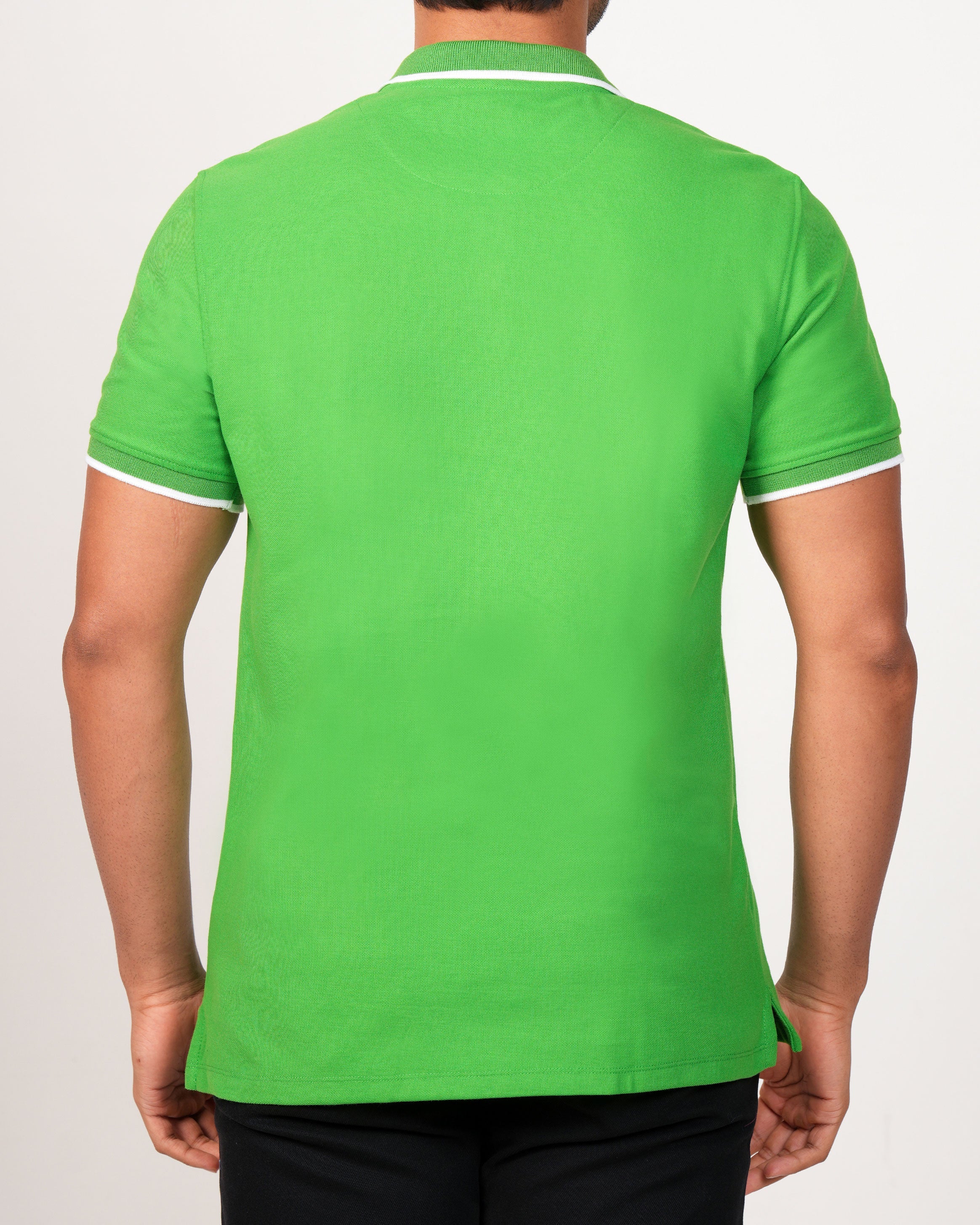 Emerald Polo Pique Solid Slim Fit-Woodbine Green