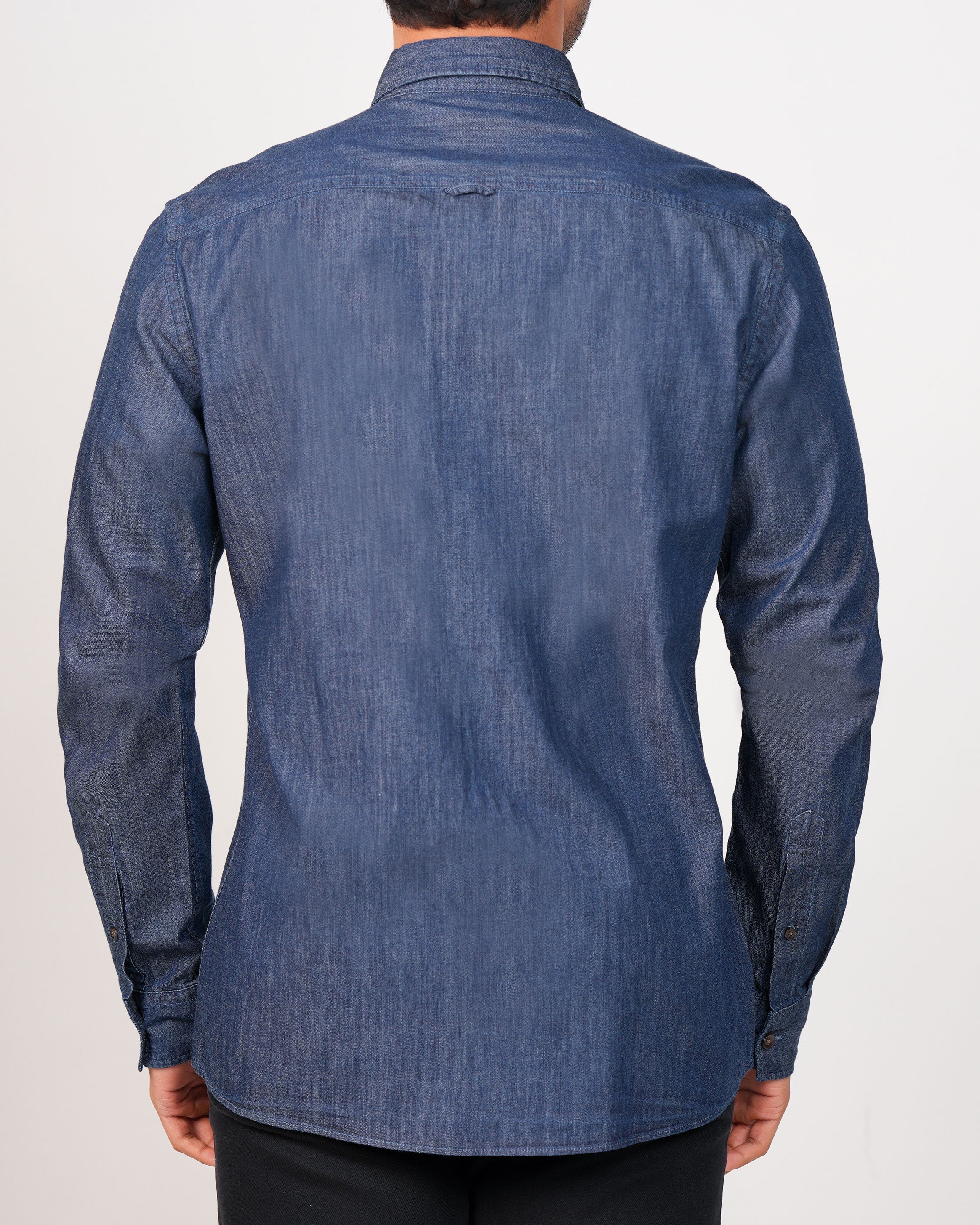 Emerald Slim Fit Denim Shirt-Astral Aura