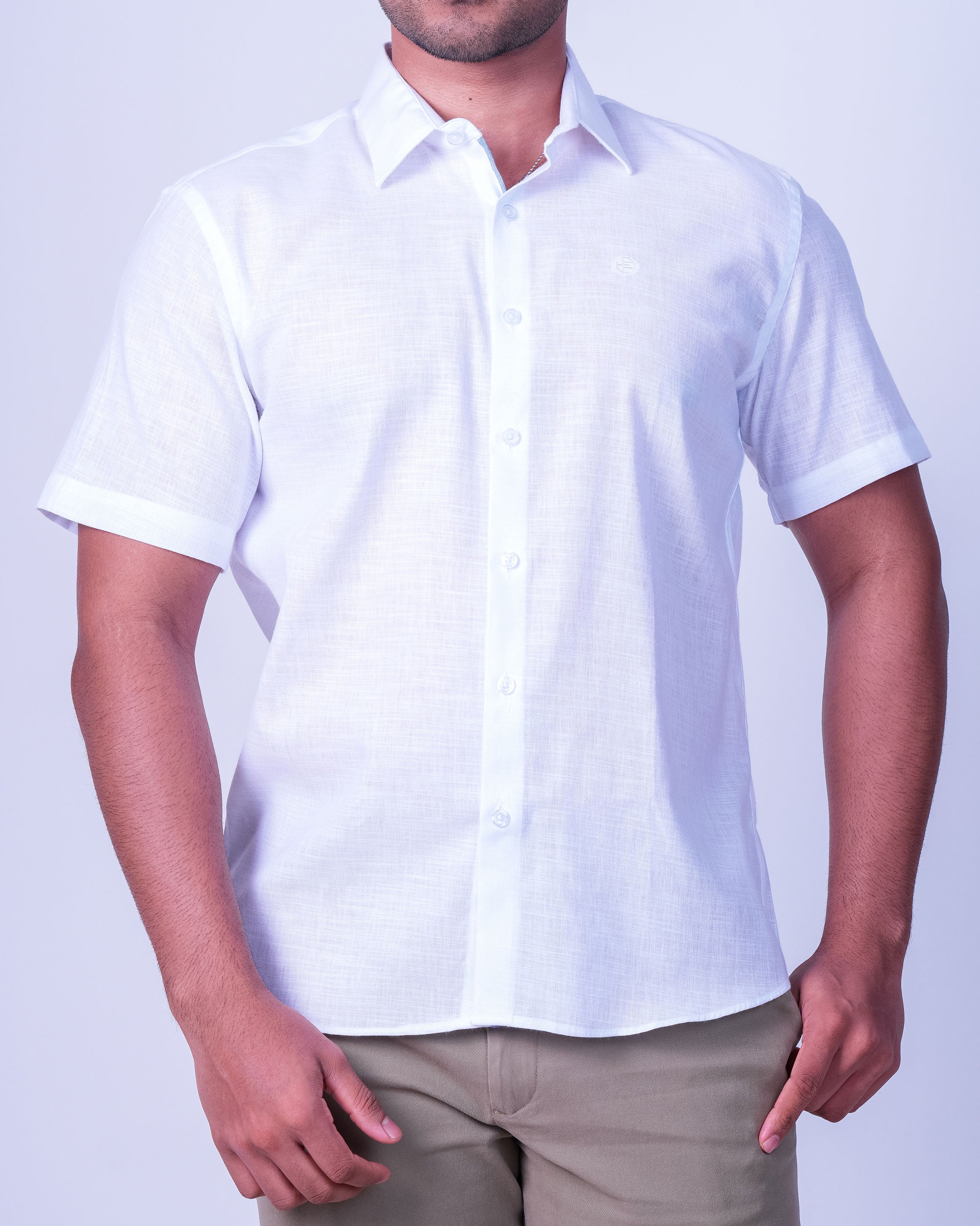 Emerald Casual Linen Looks Regular Fit - White