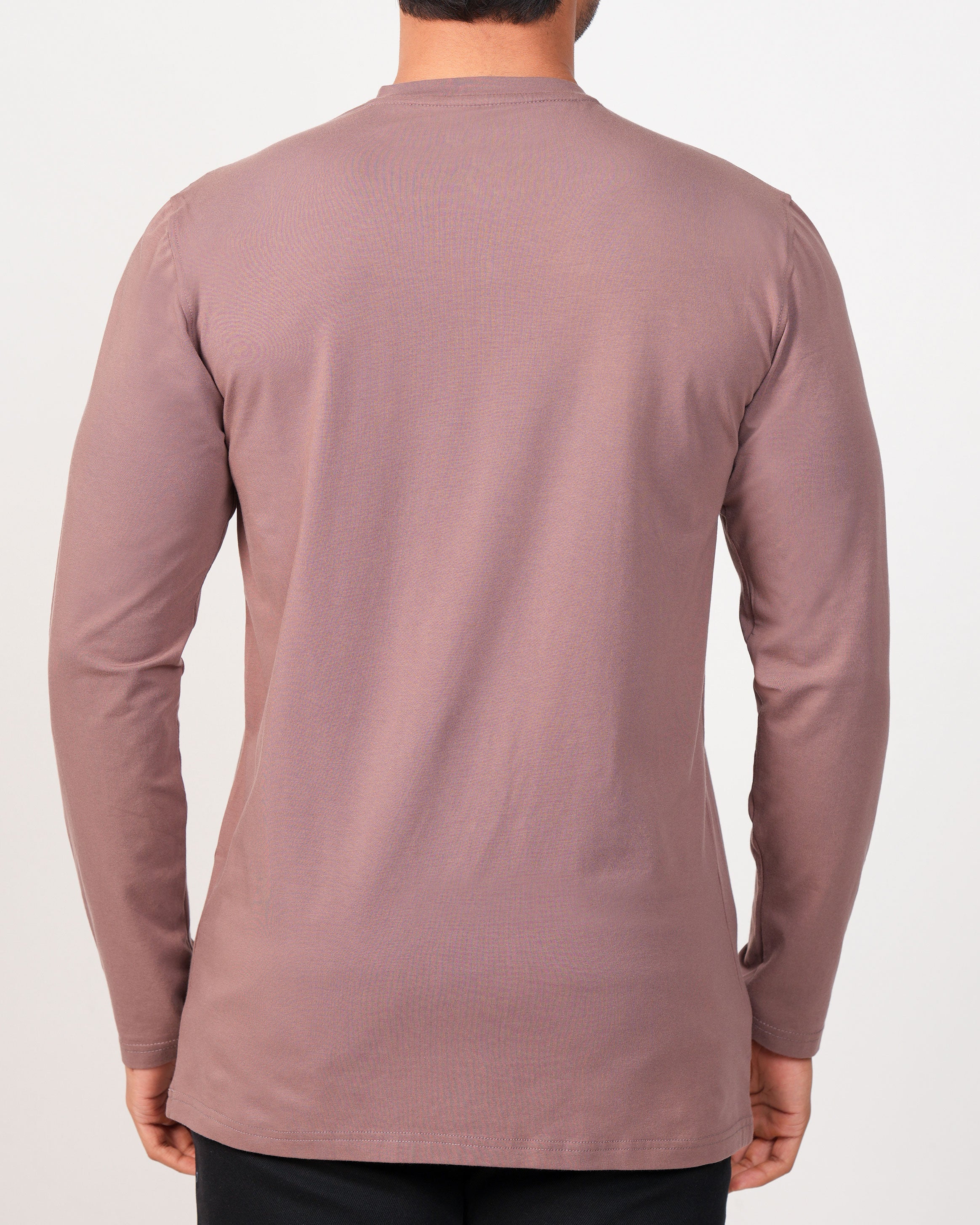 Emerald Henley Plain Slim Fit-Pecan Brown
