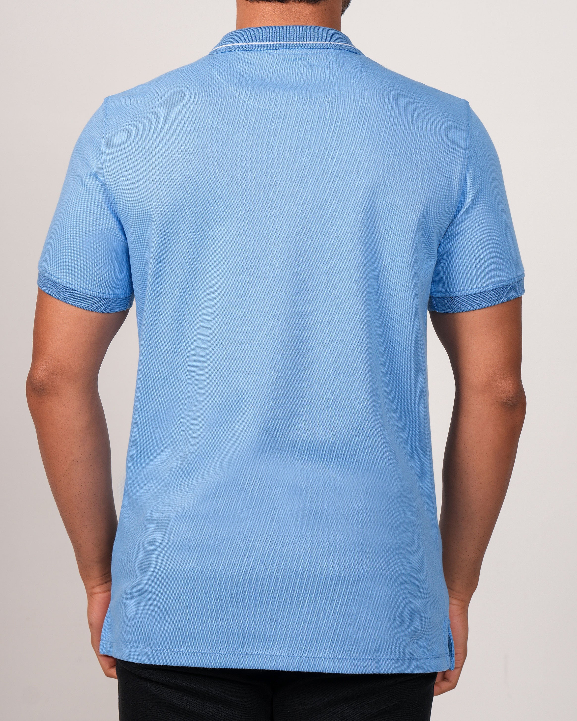 Emerald Polo Pique Solid Slim Fit-Blue Yonder