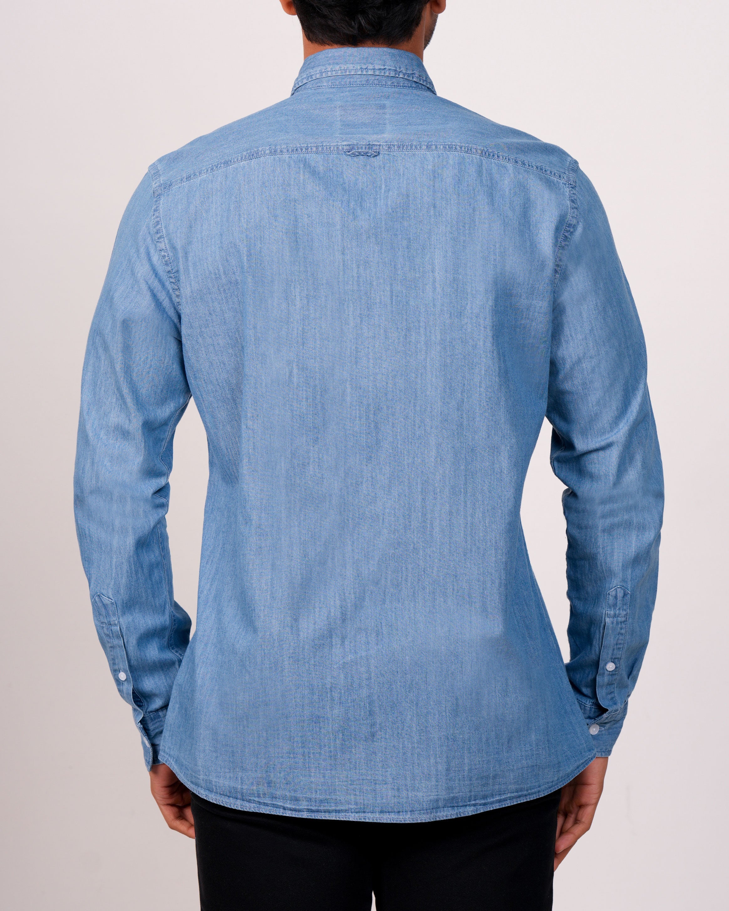 Emerald Slim Fit Denim Shirt-Cashmere Blue